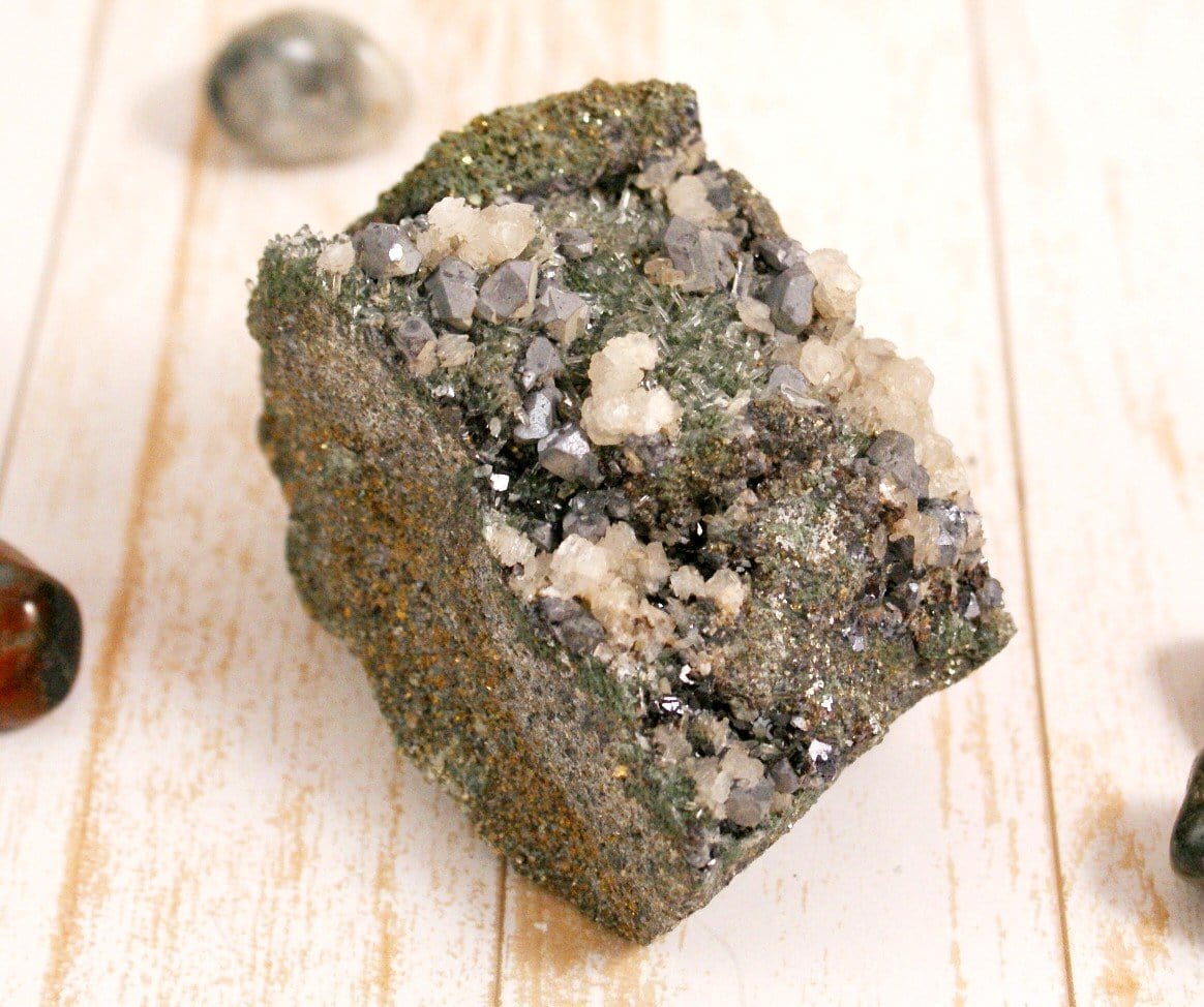 Natural Bulgarian Quartz with Pyrite, Galena & Chlorite - Healing Crystal for Meditation, Energy Work & Home Decor