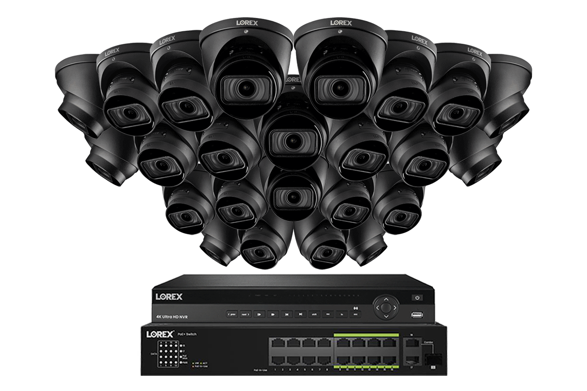 Lorex 4K 8TB Wired NVR Security System with 32 Camera Capacity & Nocturnal 3 Smart IP Dome Cameras - Motorized Varifocal Lens, 30FPS Recording for Home & Business Surveillance