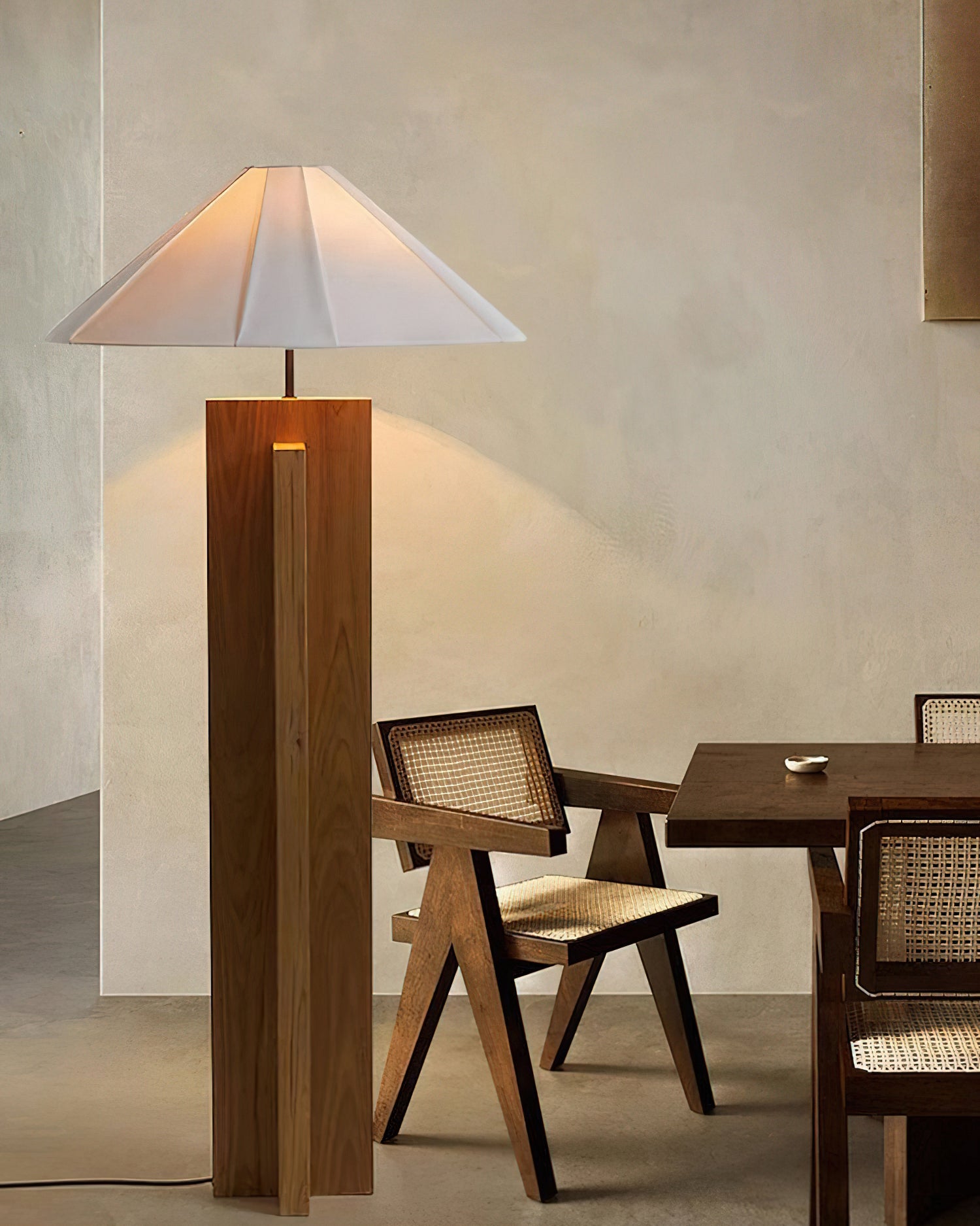 Crossbase Wooden Floor Lamp - Modern Standing Light for Living Room, Bedroom & Office - Adjustable Height & Warm White LED Bulb Included - Perfect for Reading, Relaxing & Ambient Lighting