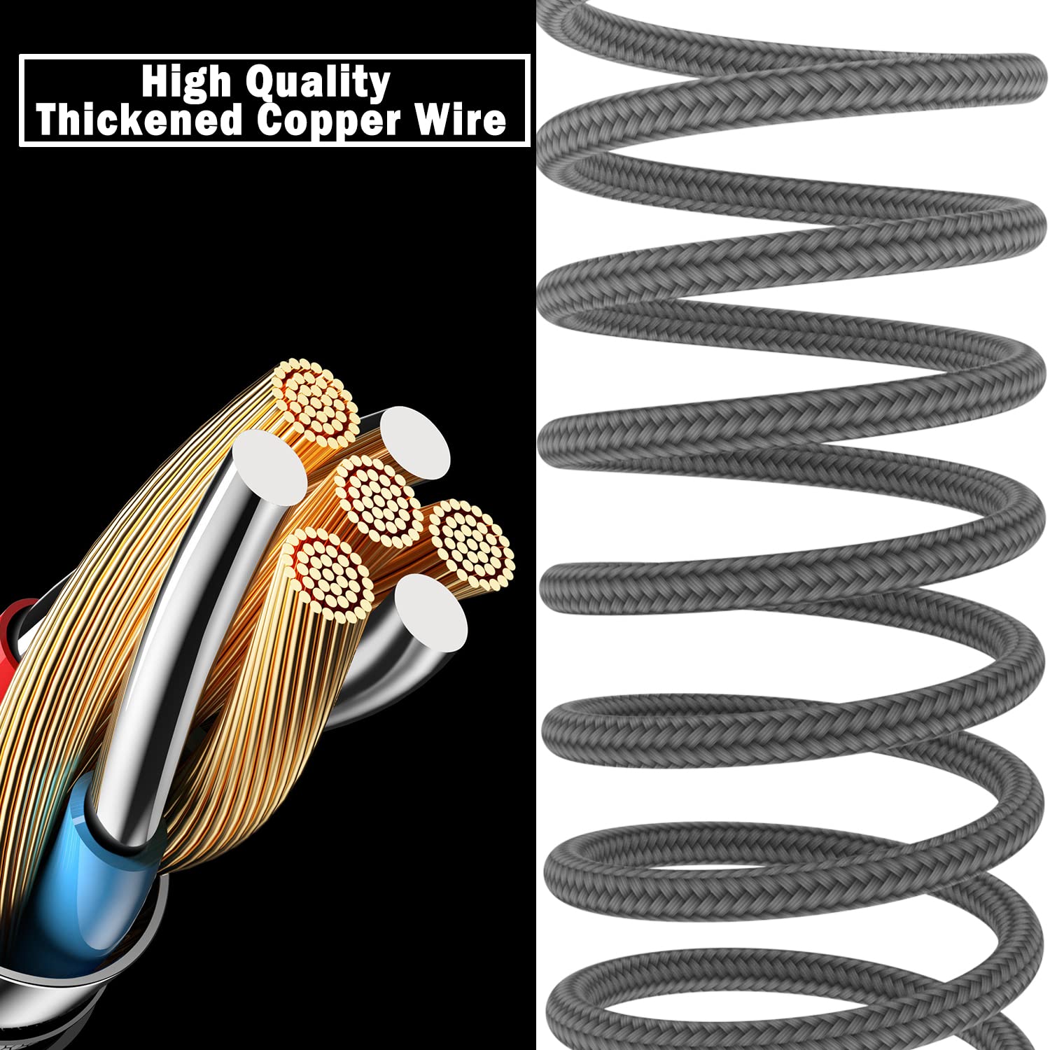 Fast Charging USB C Cable 1M/2M - 3A Nylon Braided Type C Charger for Samsung Galaxy S21/S20/S10/Note 10/9/8, HTC 10/U12+, LG G5/G6 - Perfect for Home, Office & Travel Charging