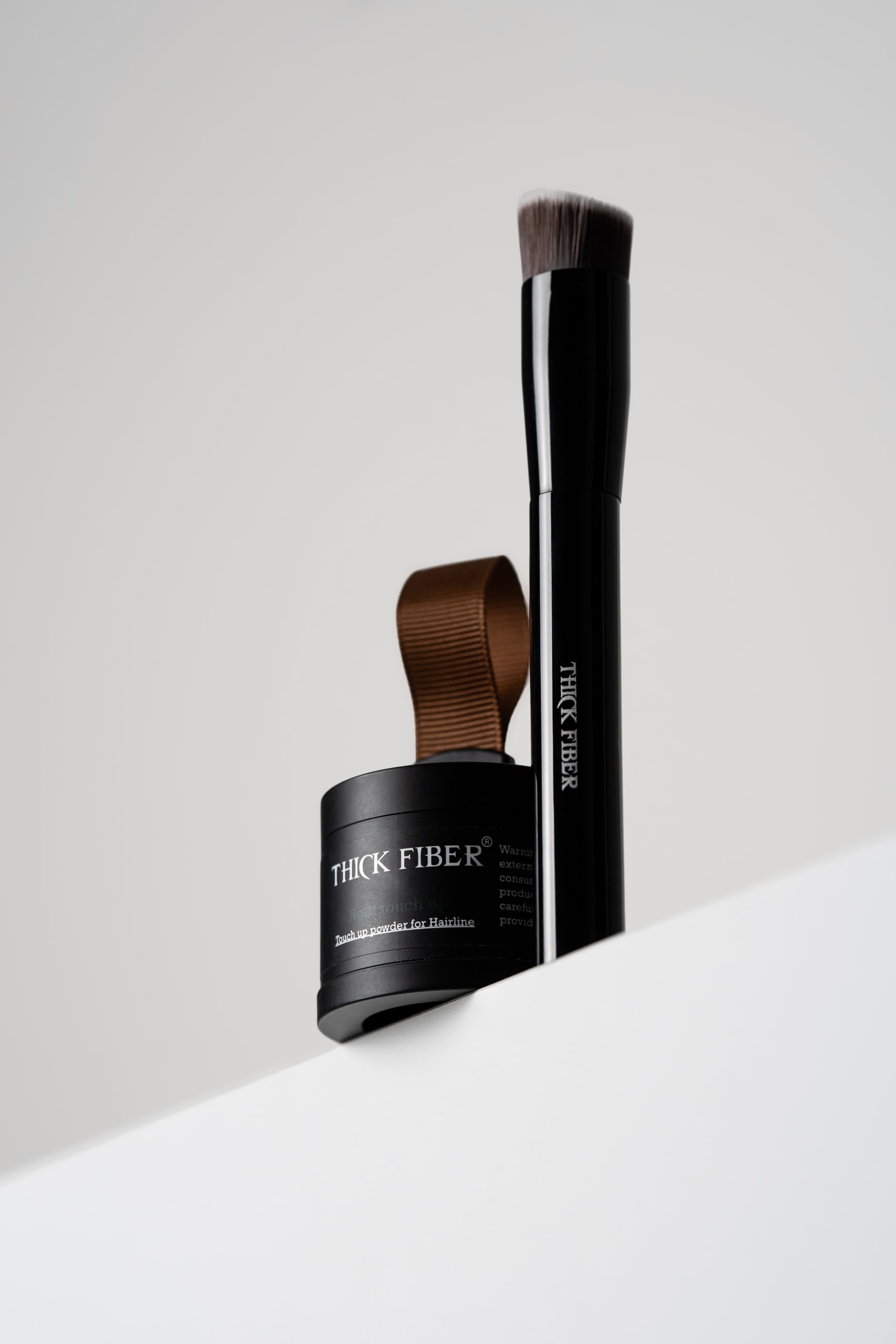 THICK FIBER Root Touch Up Powder - Water & Sweat Resistant Hair Loss Concealer for Thin Hair & Thinning Hairlines | Includes Brush (Medium Brown) | Perfect for Daily Use, Travel & Quick Hair Touch-Ups