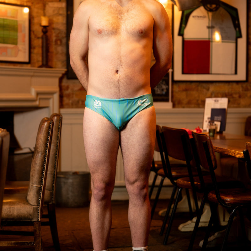 Budgy Smuggler Scotland Rugby Teal Claymore Swimwear - Comfortable Men's Swim Briefs for Beach, Pool & Water Sports