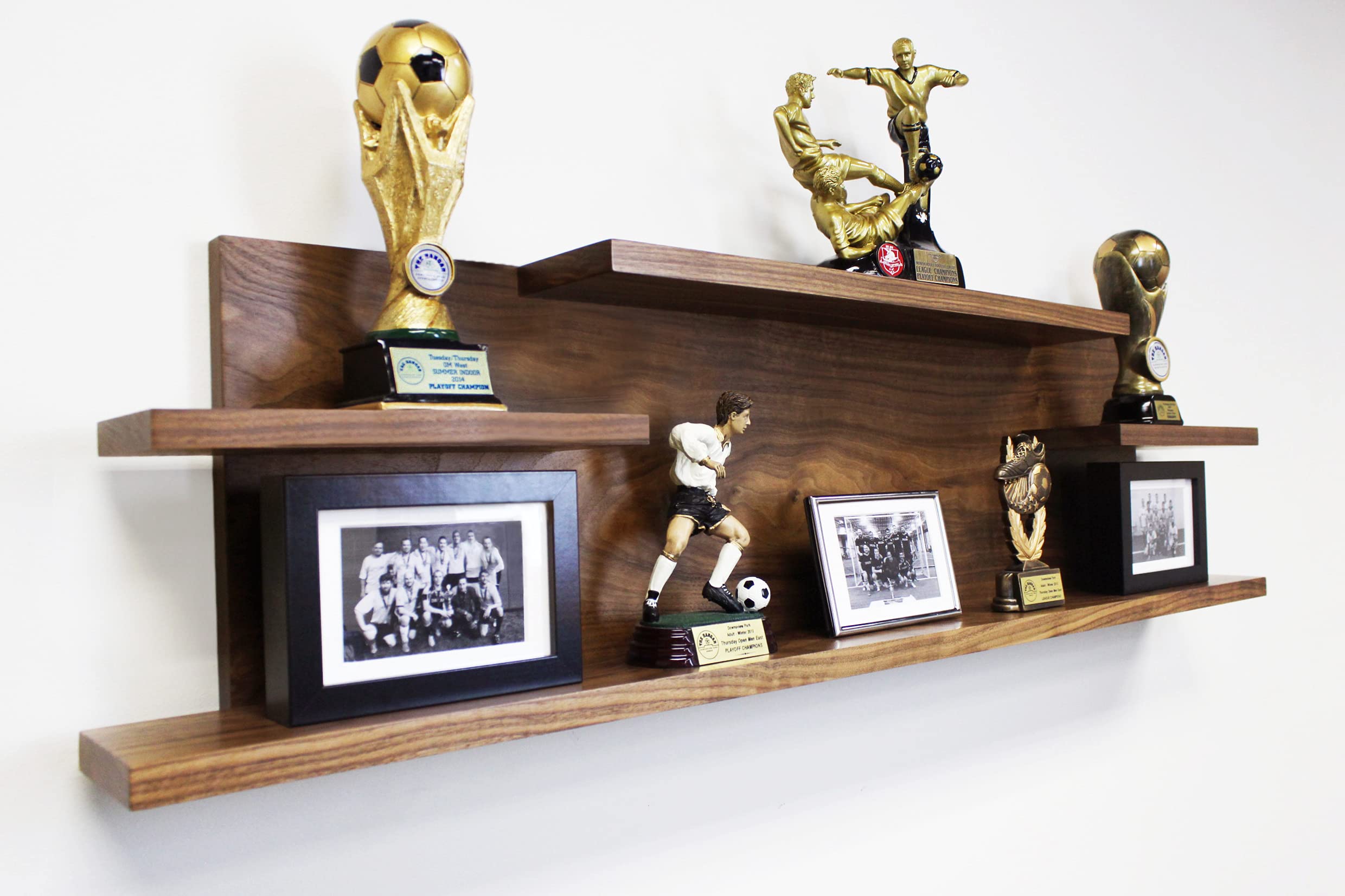 Rustic Wooden Wall Organizer Shelf - Natural Solid Walnut Floating Shelves for Living Room, Entryway, Bedroom & Office - Handmade Home Decor for Christmas, Housewarming & Wedding Gifts - Perfect for Displaying Photos, Plants & Decorative Items