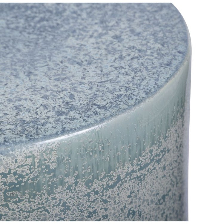 Derry Blue Glazed Accent Stool 13 x 18 Inch - Perfect for Living Room, Bedroom, or Entryway Decor