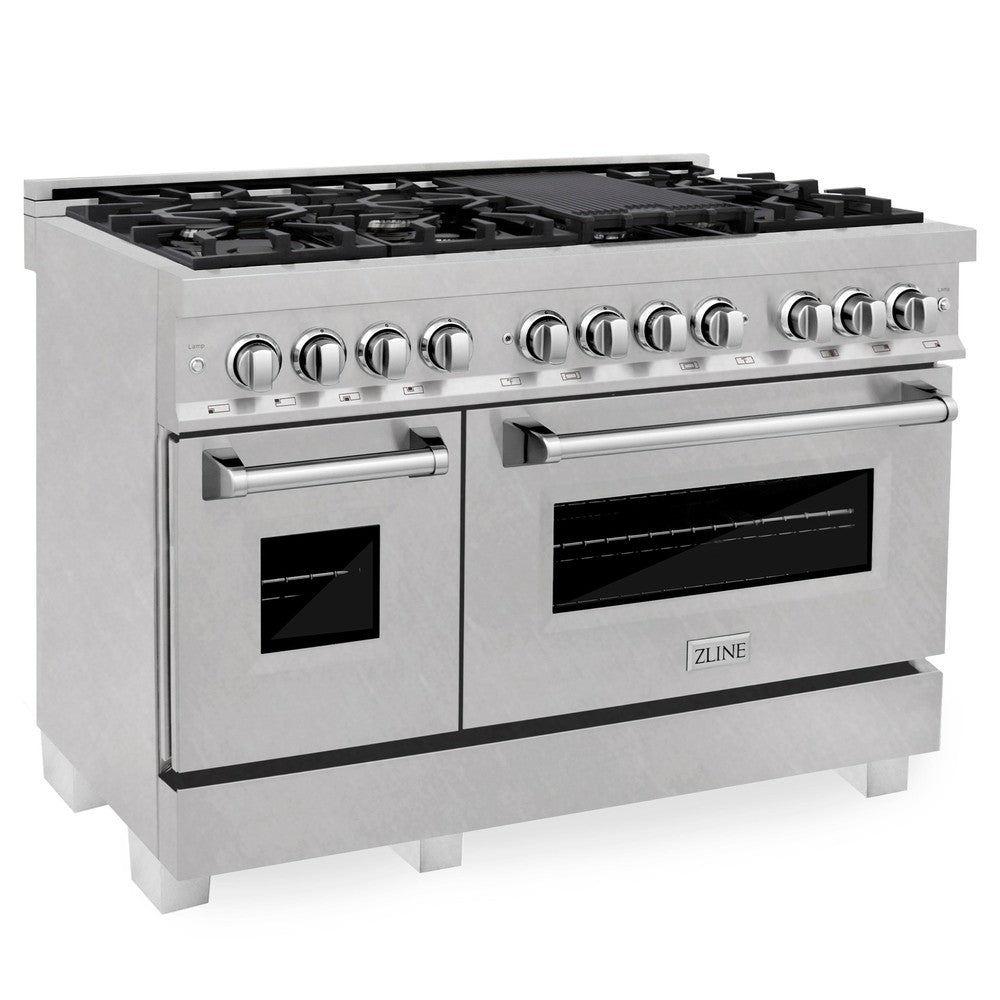 ZLINE 48-Inch 6.0 cu.ft Dual Fuel Range with 7-Burner Gas Cooktop & 2 Electric Ovens - Satin Stainless Steel (RAS-SN-48) | Professional Kitchen Appliance for Home Chefs & Cooking Enthusiasts