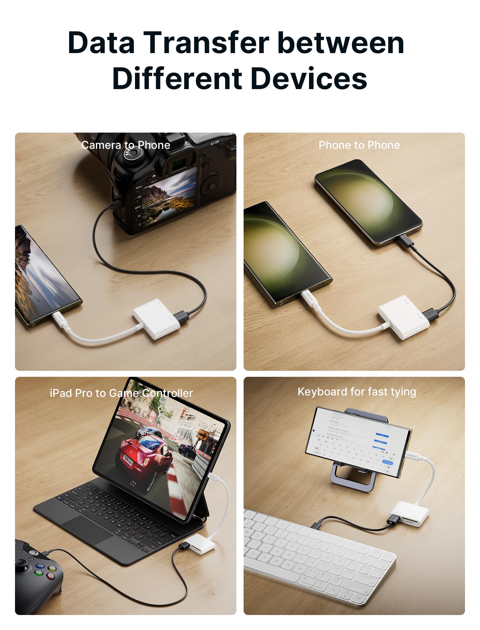 JSAUX 3-in-1 USB C to SD/Micro SD Card Reader with USB 3.0 Port - Fast Data Transfer for iPhone 16/Pro Max/Pro/Plus, iPad Pro, MacBook Pro/Air, Galaxy S8-S24 | Perfect for Photographers, Content Creators & Travelers