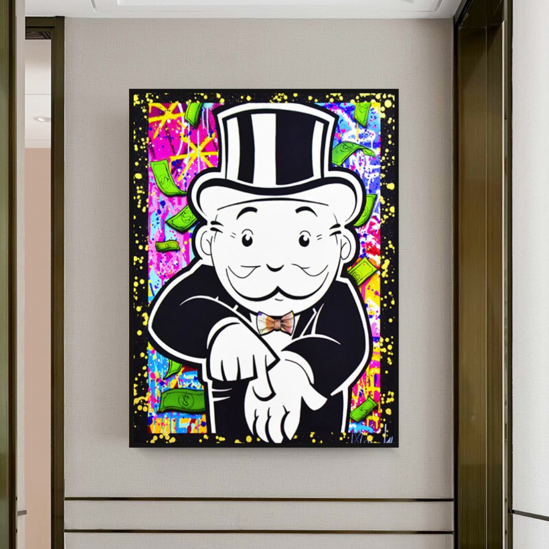 Alec Monopoly 'Give Me Money' Canvas Art Print - Pop Culture Wall Decor for Living Room, Bedroom & Office