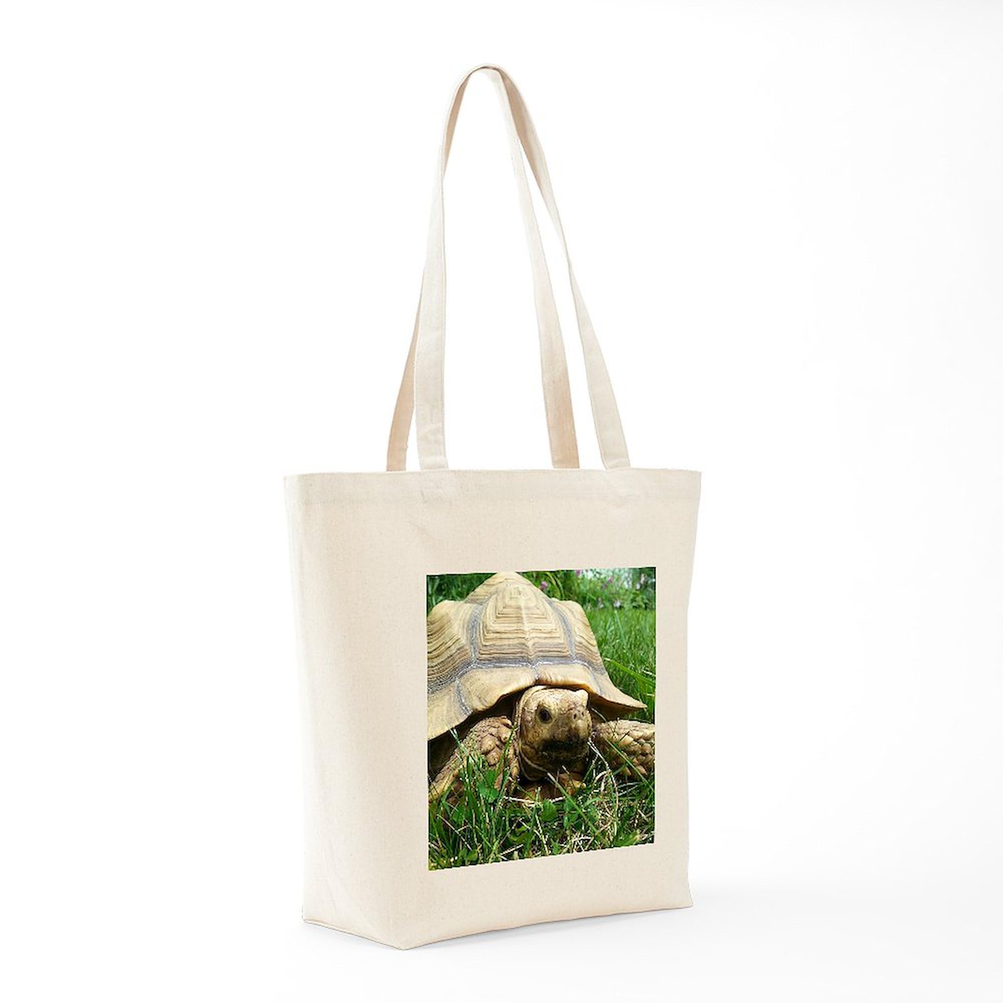 Sulcata Tortoise Canvas Tote Bag - Eco-Friendly Reusable Shopping Bag for Groceries, Beach & Daily Use | Durable Natural Cotton Tote