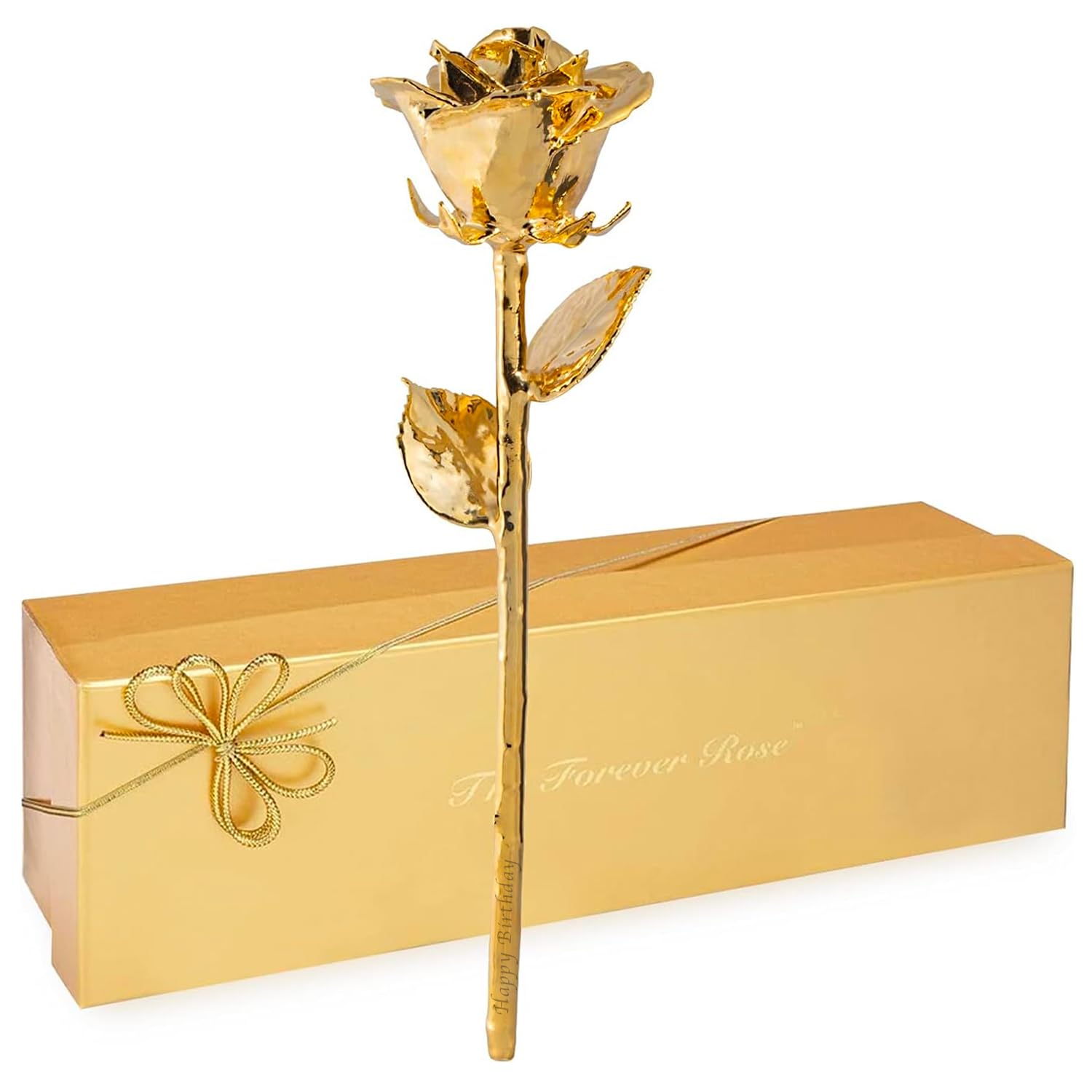 24K Gold Dipped Real Forever Rose - Luxury Laser Engraved Everlasting Rose Gift for Women & Men | Anniversary, Valentine's Day, Wedding Proposal Romantic Gift Idea