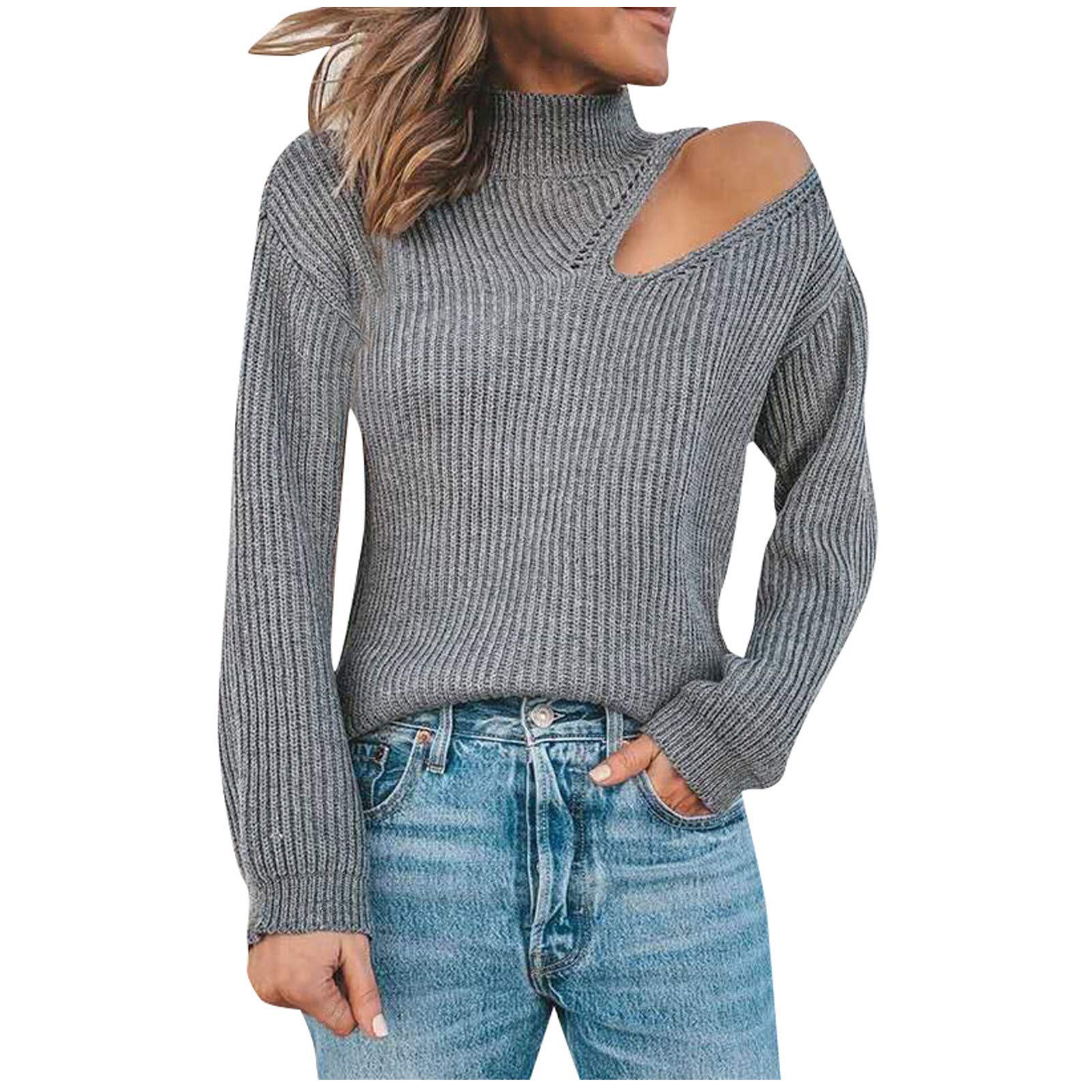 Ussuma Women's Sexy Knit Pullover Sweater - Soft Turtleneck Long Sleeve Blouse for Fall & Winter | Cozy Casual Wear, Office Outfits & Date Night Fashion
