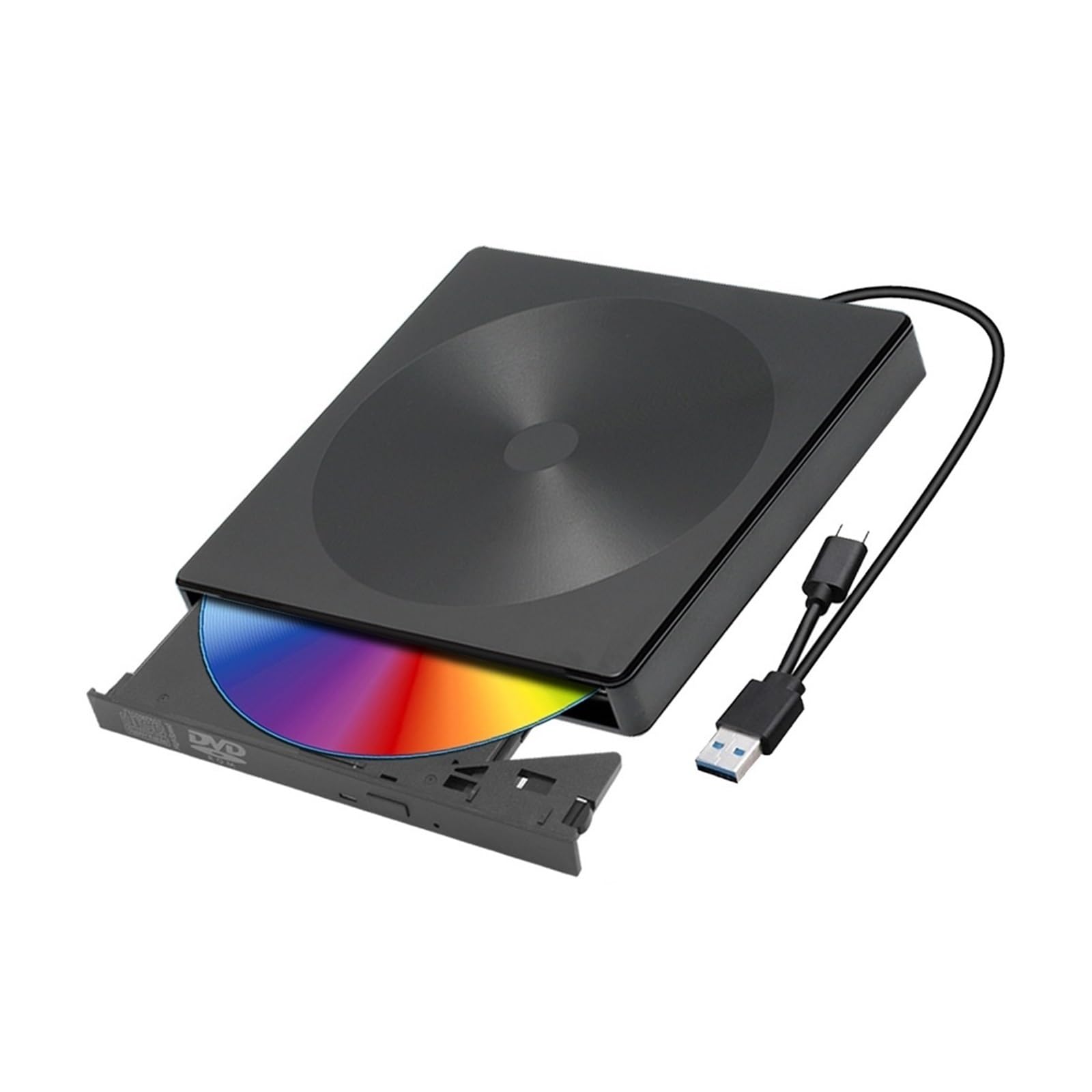USB 3.0/Type C External DVD CD Drive - 8X DVD-ROM & 24X CD-ROM Player for PC, Laptop, Desktop - Portable Optical Disc Reader for Movies, Music, Software Installation & Data Backup (Compatible with USB 2.0)