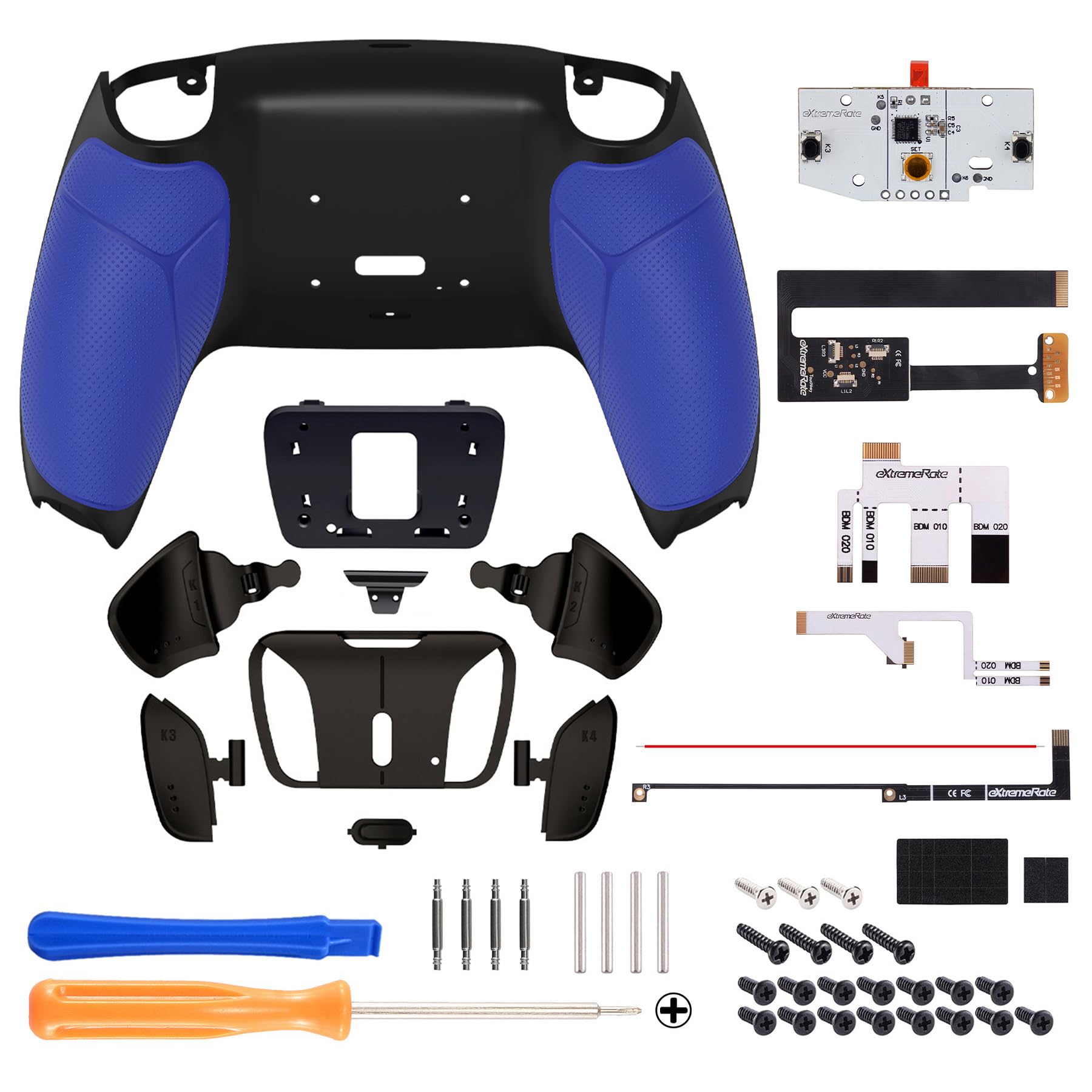 eXtremeRate RISE4 Remap Kit for PS5 Controller BDM-010/020 - Customizable Metal Back Buttons, Upgraded Mapping Board & Rubberized Grip Back Shell Case (Berlin Blue) - Perfect for Competitive Gaming, FPS, and Enhanced PS5 Controller Performance