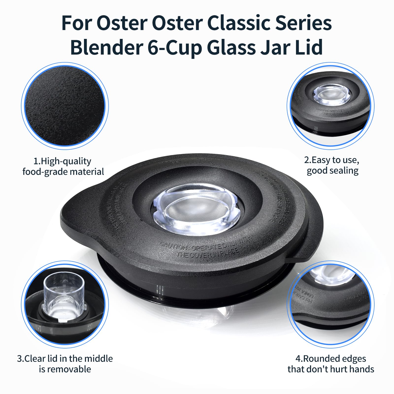 Oster Osterizer Classic Series Blender Replacement Lid - 6-Cup Glass Jar Cover Cap for Oster Pro 1200 Blender - Perfect for Smoothies, Shakes & Food Prep