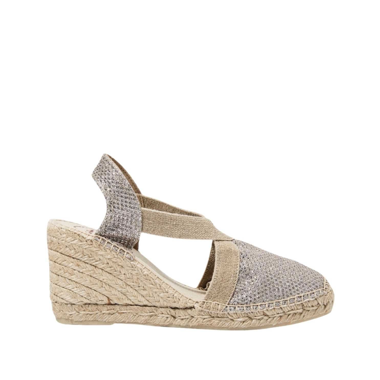 Women's Metallic High Heel Wedge Espadrille Shoes - Comfortable Cotton Blend Platform Sandals for Party, Wedding & Summer Outfits