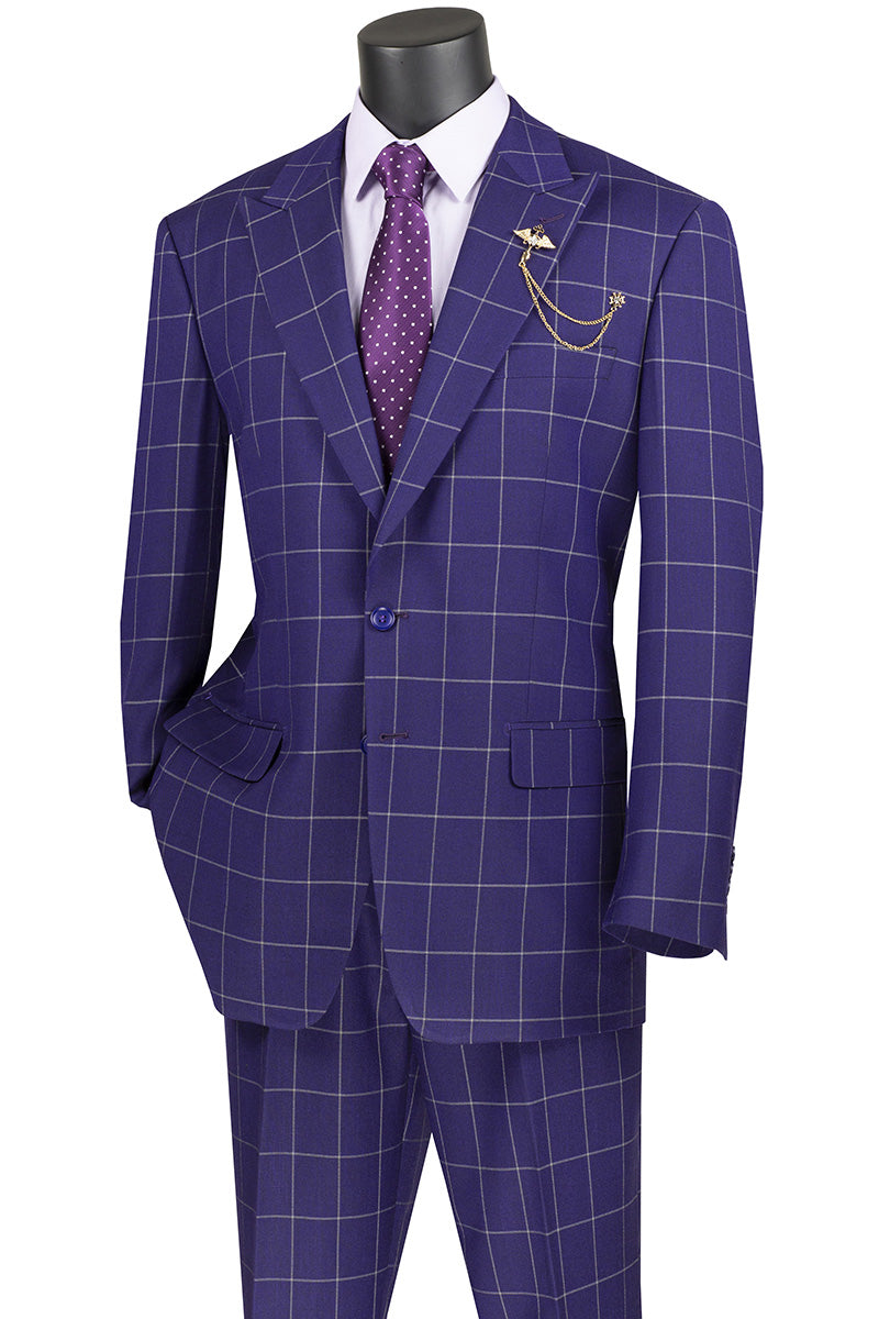 Stylish 2-Piece Purple Windowpane Suit for Men | Formal Business Attire | Perfect for Weddings, Office Meetings & Special Events