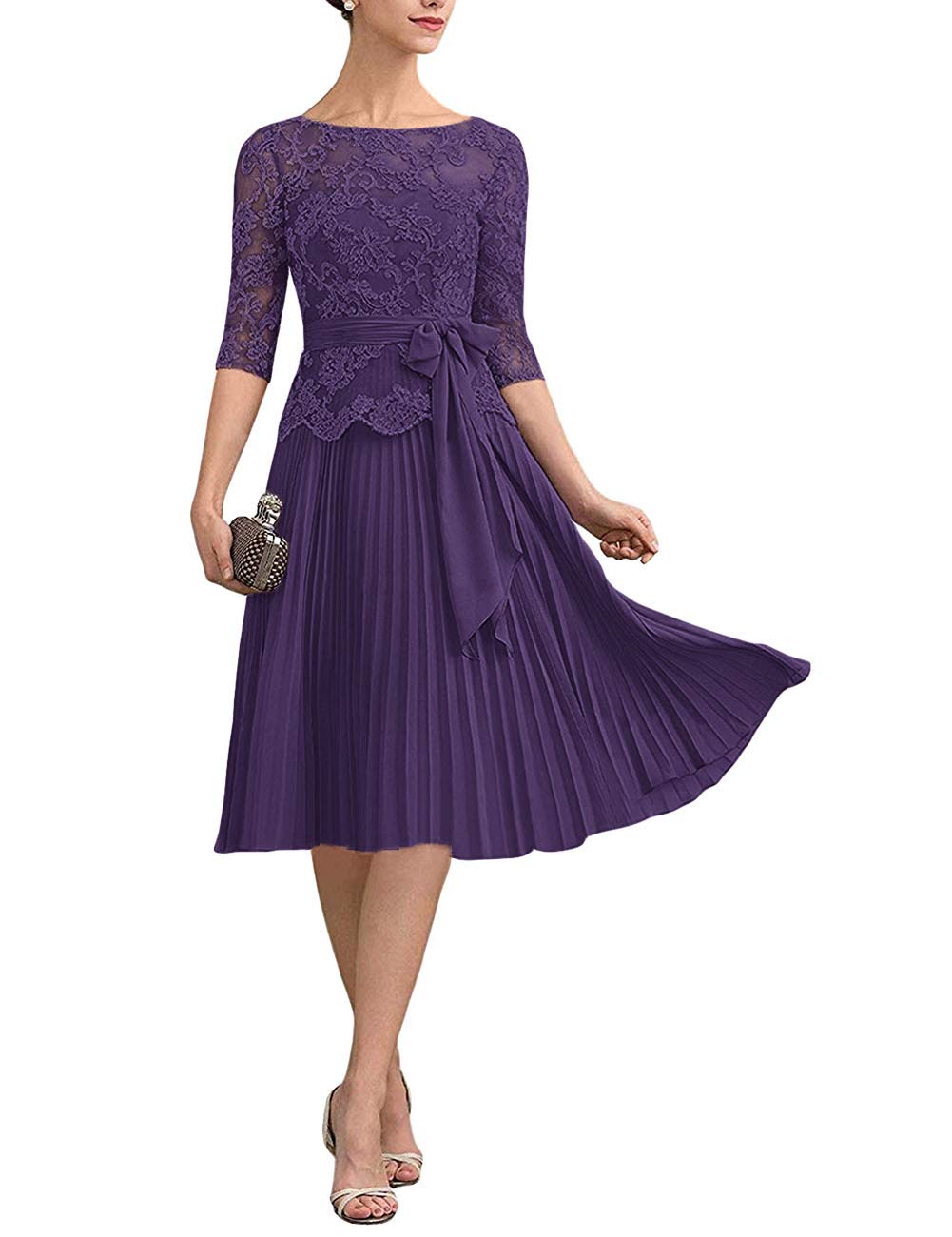 Elegant Short Sleeve Lace Applique Mother of The Bride Dress - Perfect for Weddings, Proms & Special Occasions