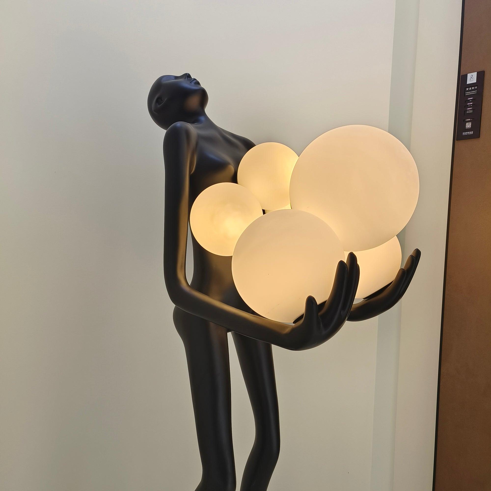 Modern Embrace Sculpture Floor Lamp - Elegant LED Standing Light for Living Room, Bedroom & Office - Dimmable Ambient Lighting for Home Decor & Relaxation