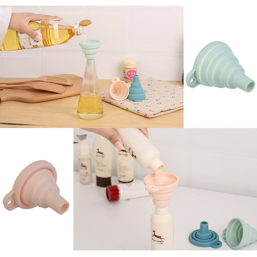 Food Grade Silicone Collapsible Funnel Set of 6 - Small Foldable Kitchen Funnel for Liquid & Powder Transfer - Perfect for Cooking, Baking, Camping & DIY Projects