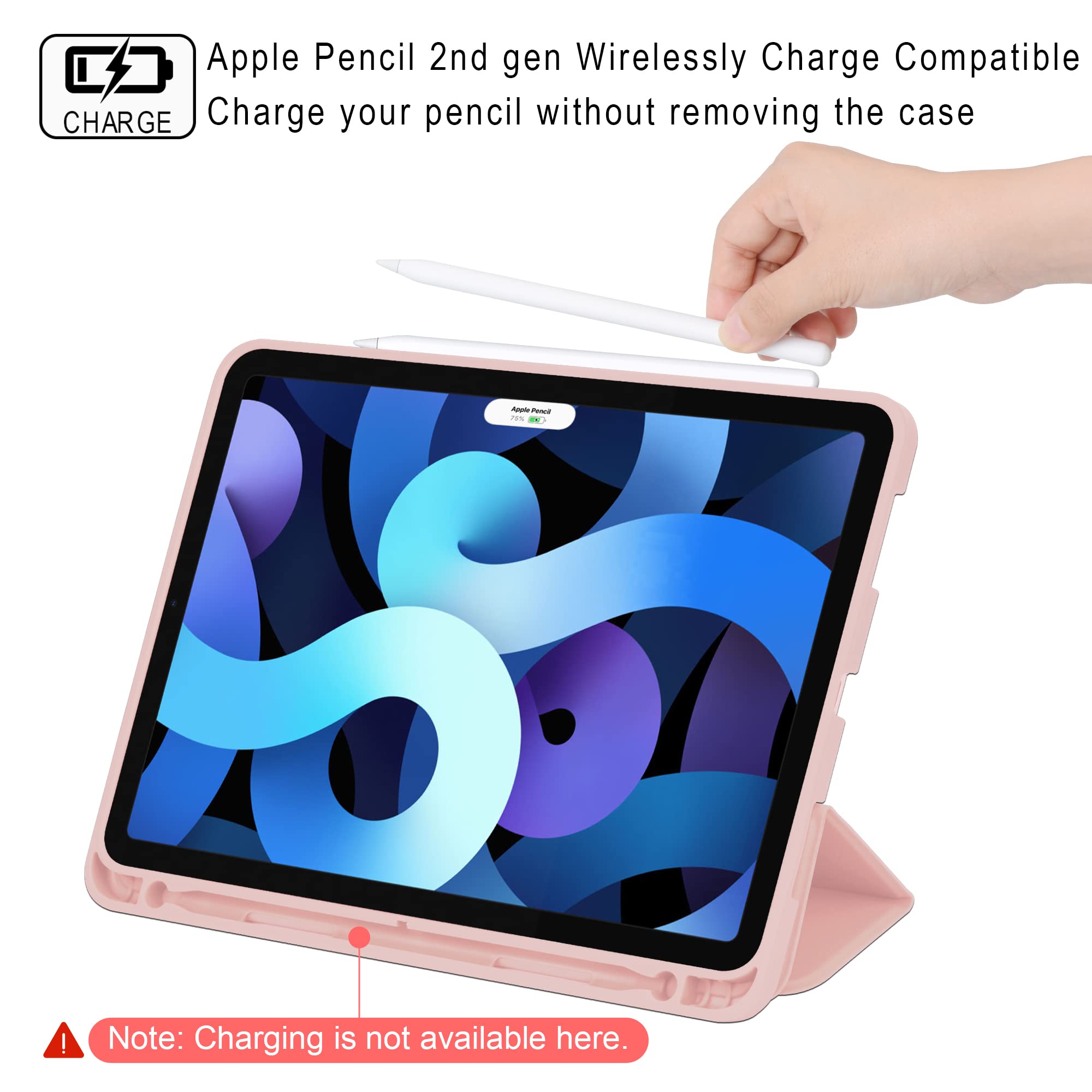 Premium Trifold Smart Case for iPad Air 6th/5th/4th Generation (11 inch 2024 & 10.9 inch) with Kickstand, Auto Wake/Sleep & Apple Pencil Holder - Rose Gold | Perfect for Work, Study & Travel Protection