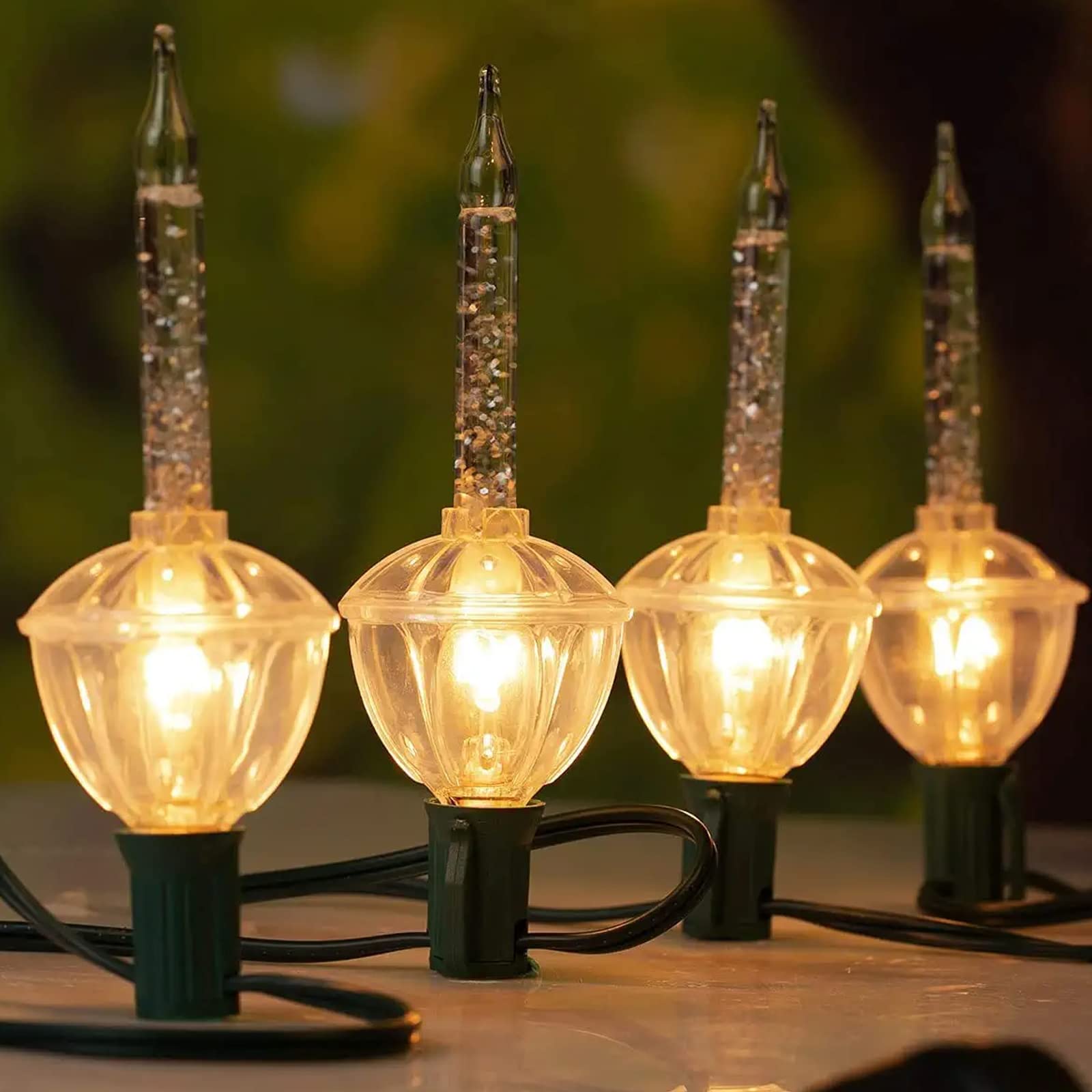 4 Pack Christmas Bubble Lights Replacement Bulbs - Silver Glitter C7 E12 Candelabra Base Bulbs - Traditional Bubble Night Lights for Tree Decor - Perfect for Holiday Home, Party & Festive Decorations