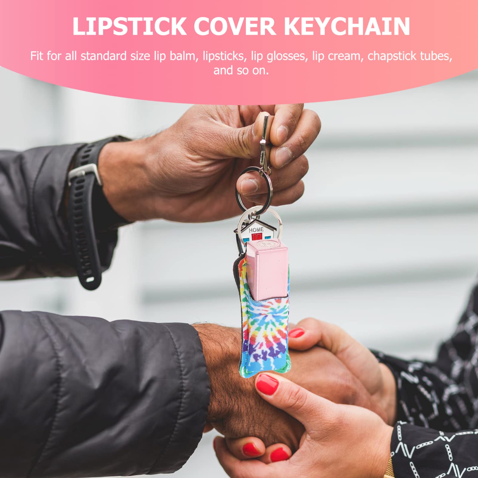 Healifty 6pcs Kids Lip Balm Keychain Holder - Portable Travel Chapstick Keyring for Lipstick, Lip Gloss & Lip Balm - Perfect for School, Gym, Hiking & Daily Essentials Organization