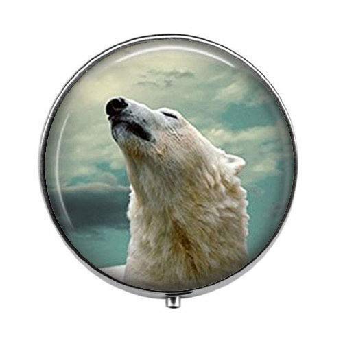 Polar Bear Art Animal Pill Box - Cute Charm Pill Container - Glass Candy Storage Box for Travel, Home & Office Use