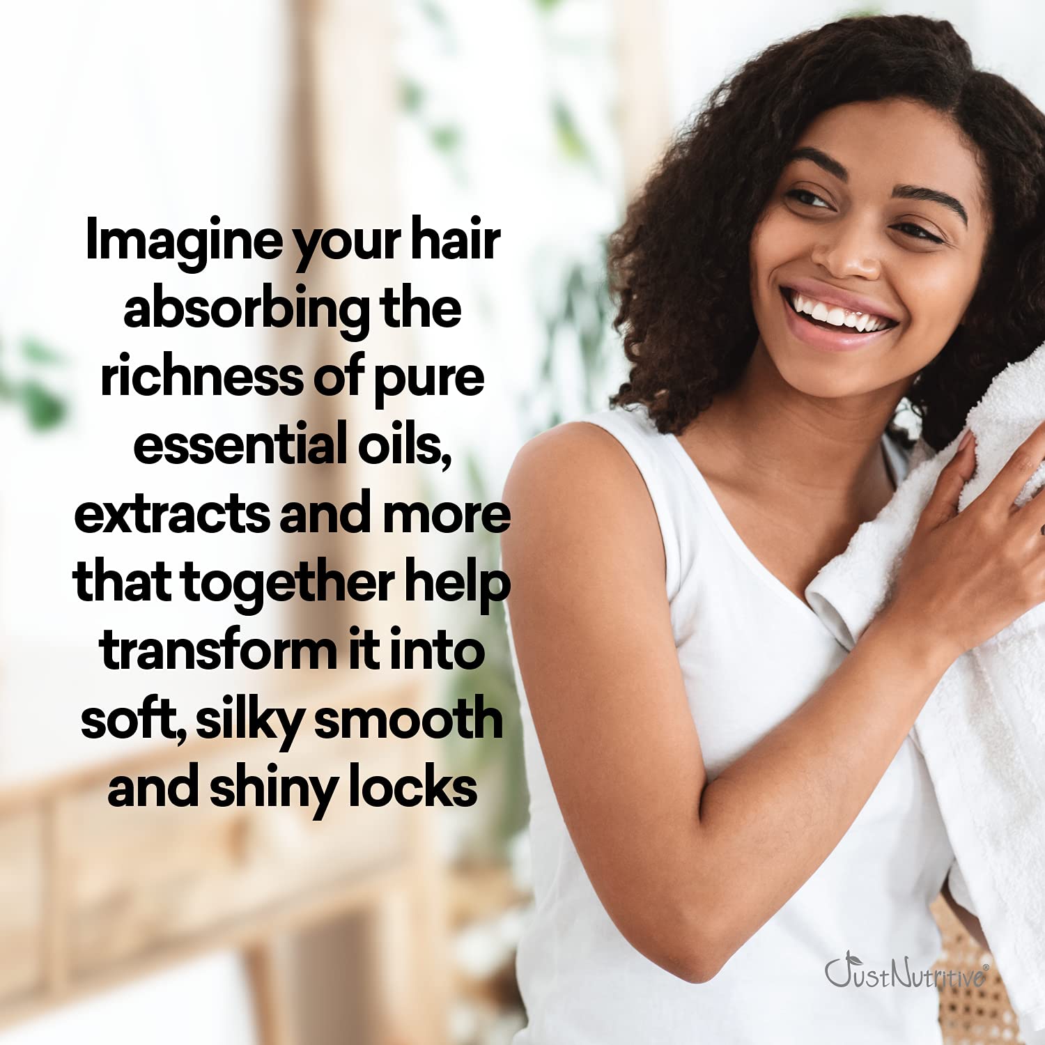 Just Nutritive African American Hair Conditioner - Moisturizing & Detangling for Natural, Curly, Coily Hair | Deep Hydration for Dry Hair | 16 Oz | Perfect for Daily Use & Salon Treatments
