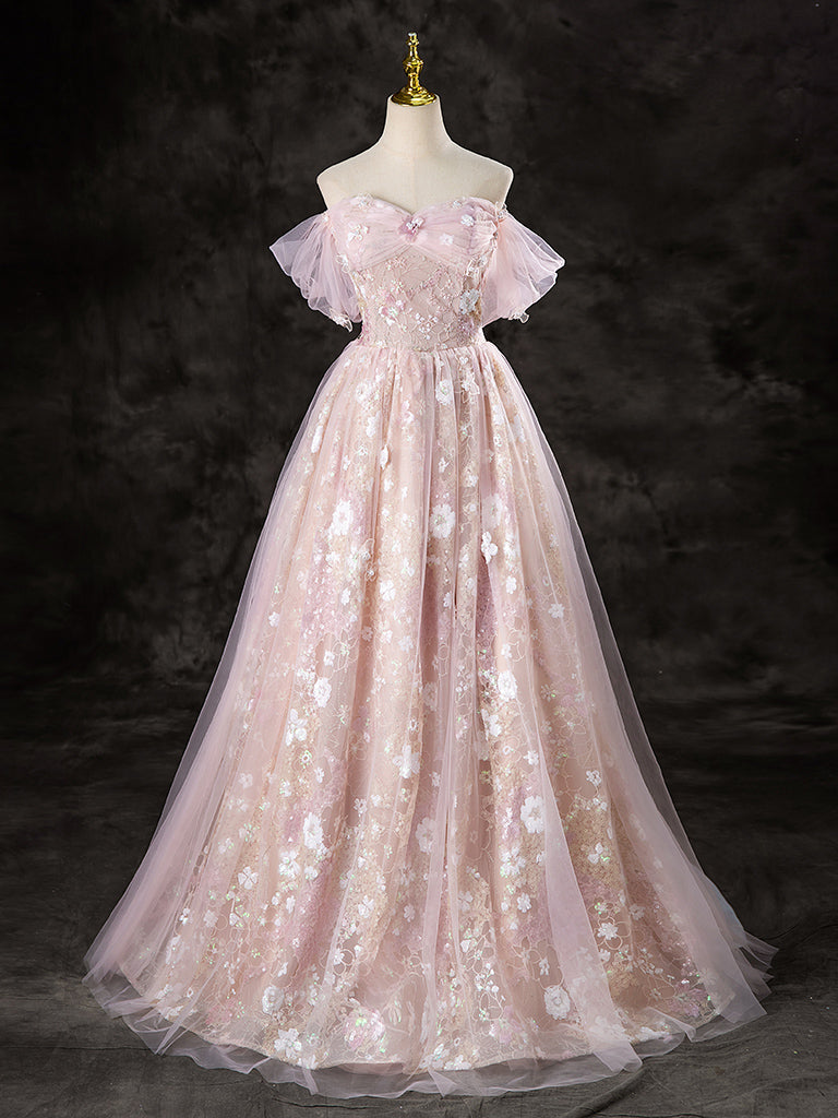 Elegant A-Line Off Shoulder Pink Dress for Women - Perfect for Summer Weddings, Parties & Date Nights