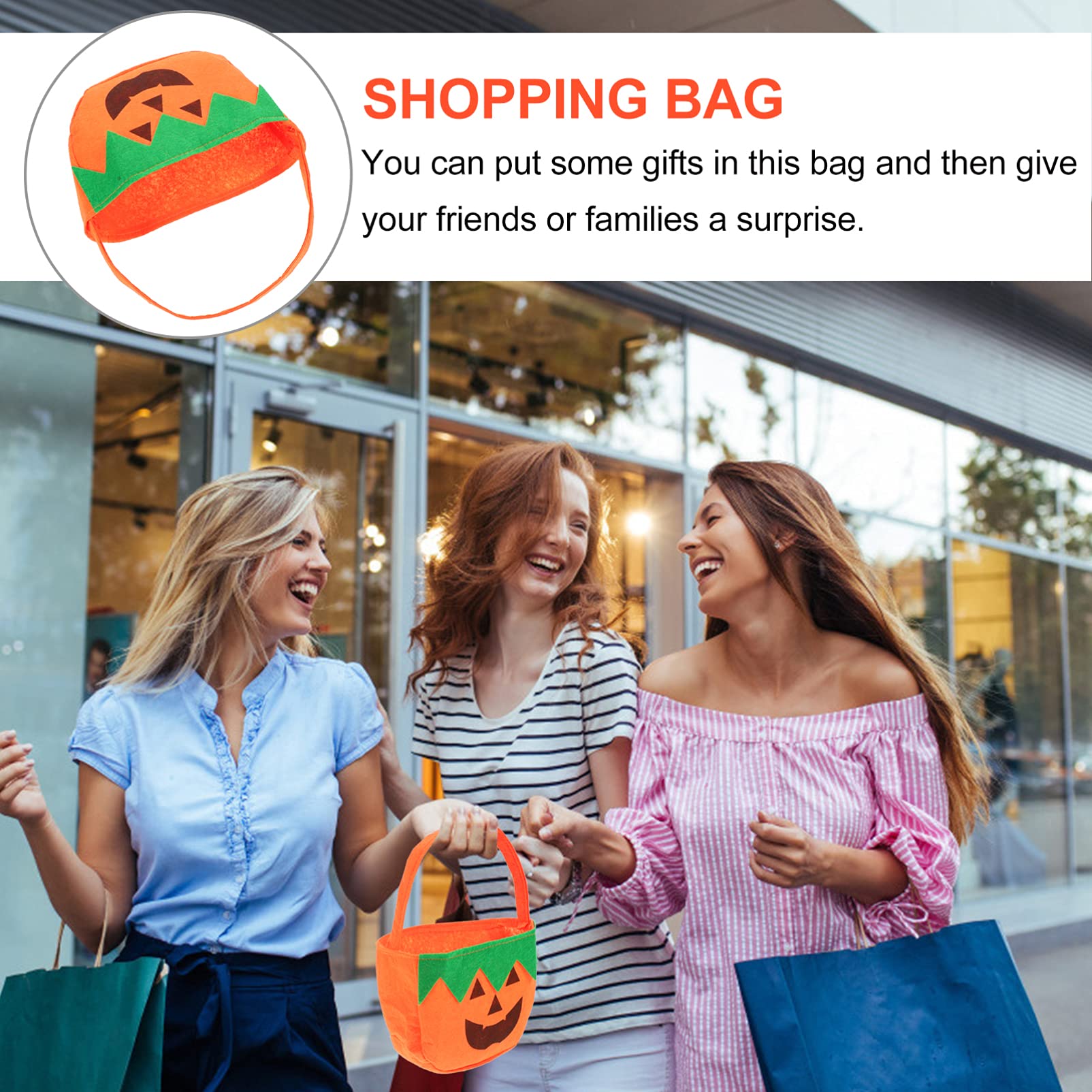Halloween Candy Bags 4-Pack - Reusable Non-Woven Pumpkin Treat Bags for Trick or Treat, Halloween Party Favors & Goodie Bags - Perfect for Classroom Treats, Neighborhood Trick-or-Treating & Halloween Party Supplies