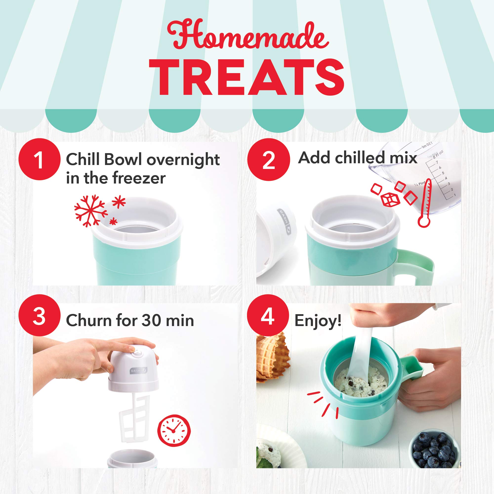 DASH My Pint Electric Ice Cream Maker & Mini Waffle Maker Set in Aqua - Perfect for Homemade Ice Cream and Waffles at Home, Parties, and Gifts