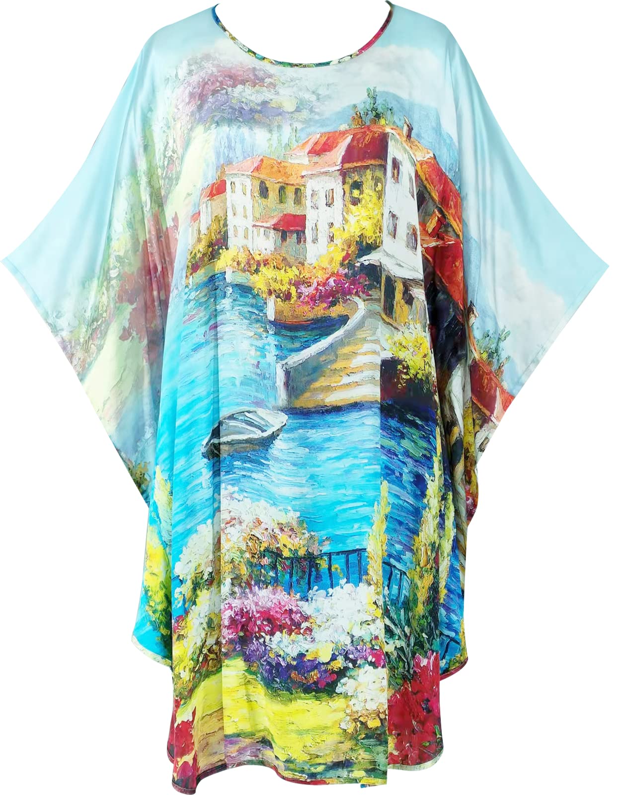 Luxury 100% Silk Pajamas for Women - Floral Print Silk Kimono Robe & Bathrobe with Doll Sleeves - Perfect for Spa, Bridal Shower & Relaxing at Home