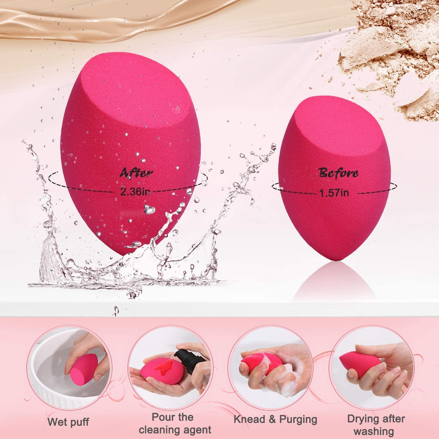 NEEL HOUSE Makeup Sponges - 3 Pack Beauty Blender for Foundation & Concealer, Soft Latex-Free Makeup Sponge Puff (Colors May Vary) - Perfect for Liquid, Cream & Powder Makeup Application