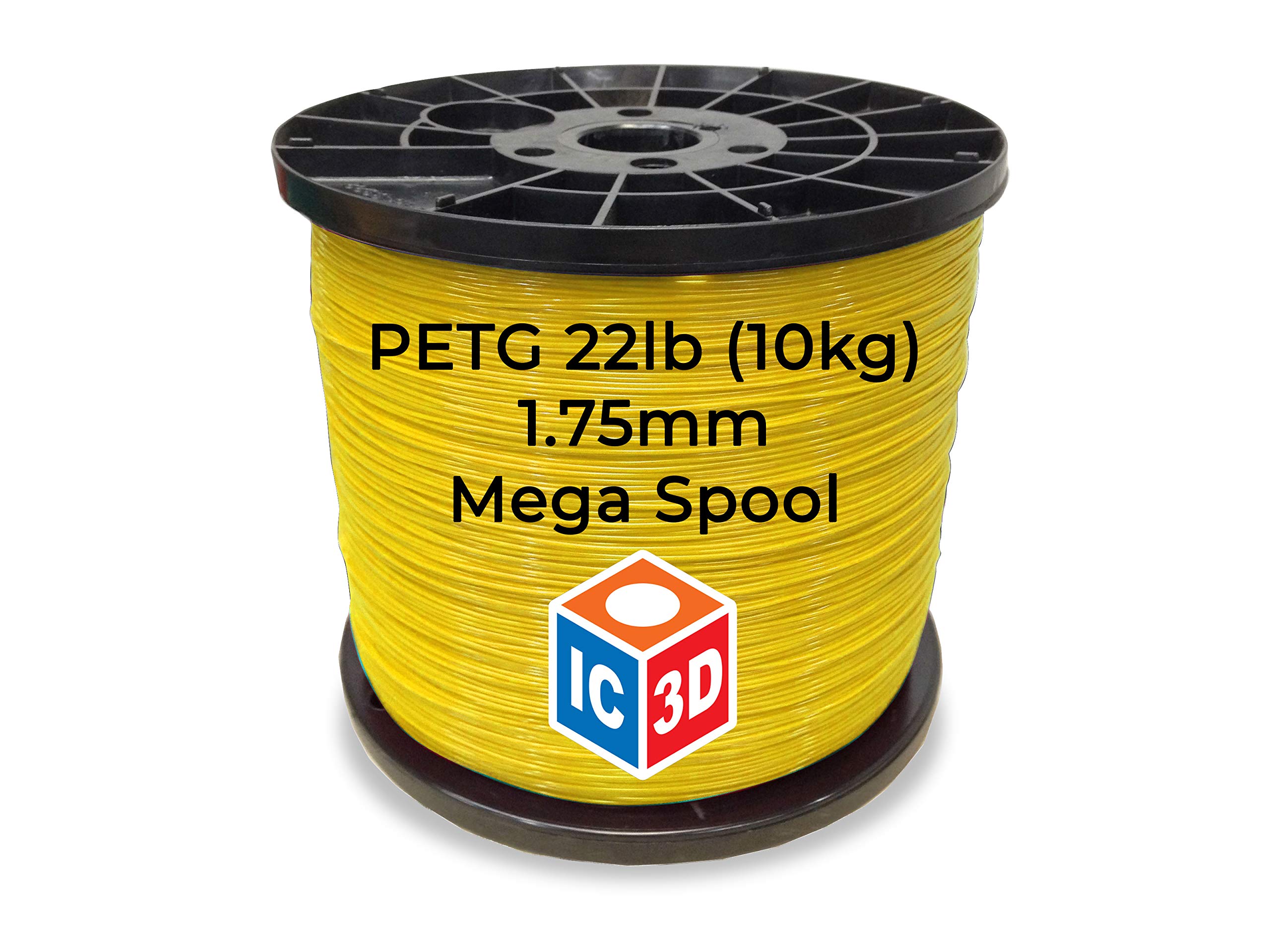 Premium 1.75mm Yellow PETG 3D Printer Filament - 10kg Spool (22lbs) - High Precision +/-0.05mm - Industrial Strength 3D Printing Material - Made in USA - Perfect for Functional Prototypes, Cosplay Props & DIY Projects