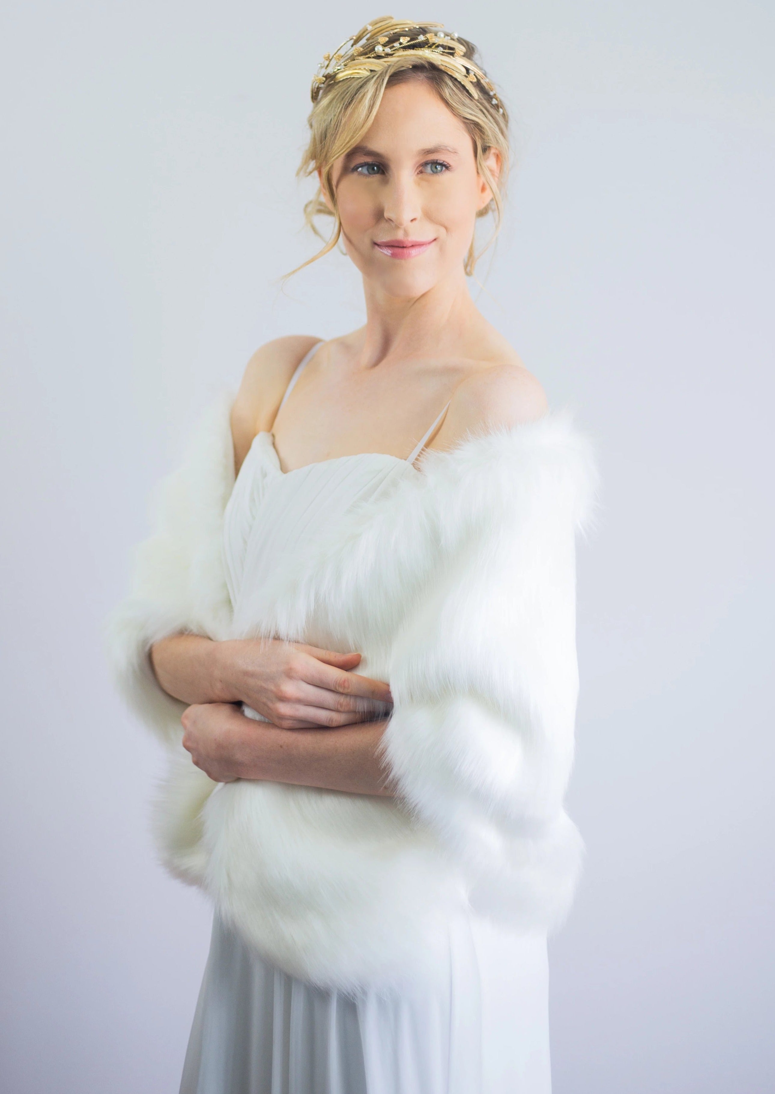Ivory White Fur Shawl - Butterfly Ivy03 Elegant Winter Wrap for Women | Perfect for Weddings, Parties, and Cold Weather Fashion