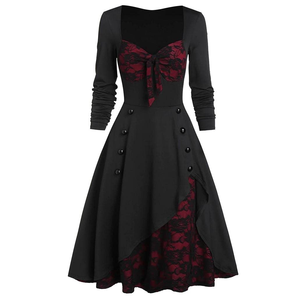 Victorian Gothic Ball Gown for Women - Elegant Medieval Masquerade Dress with Lace Details | Perfect for Halloween Costume, Renaissance Fair & Themed Parties