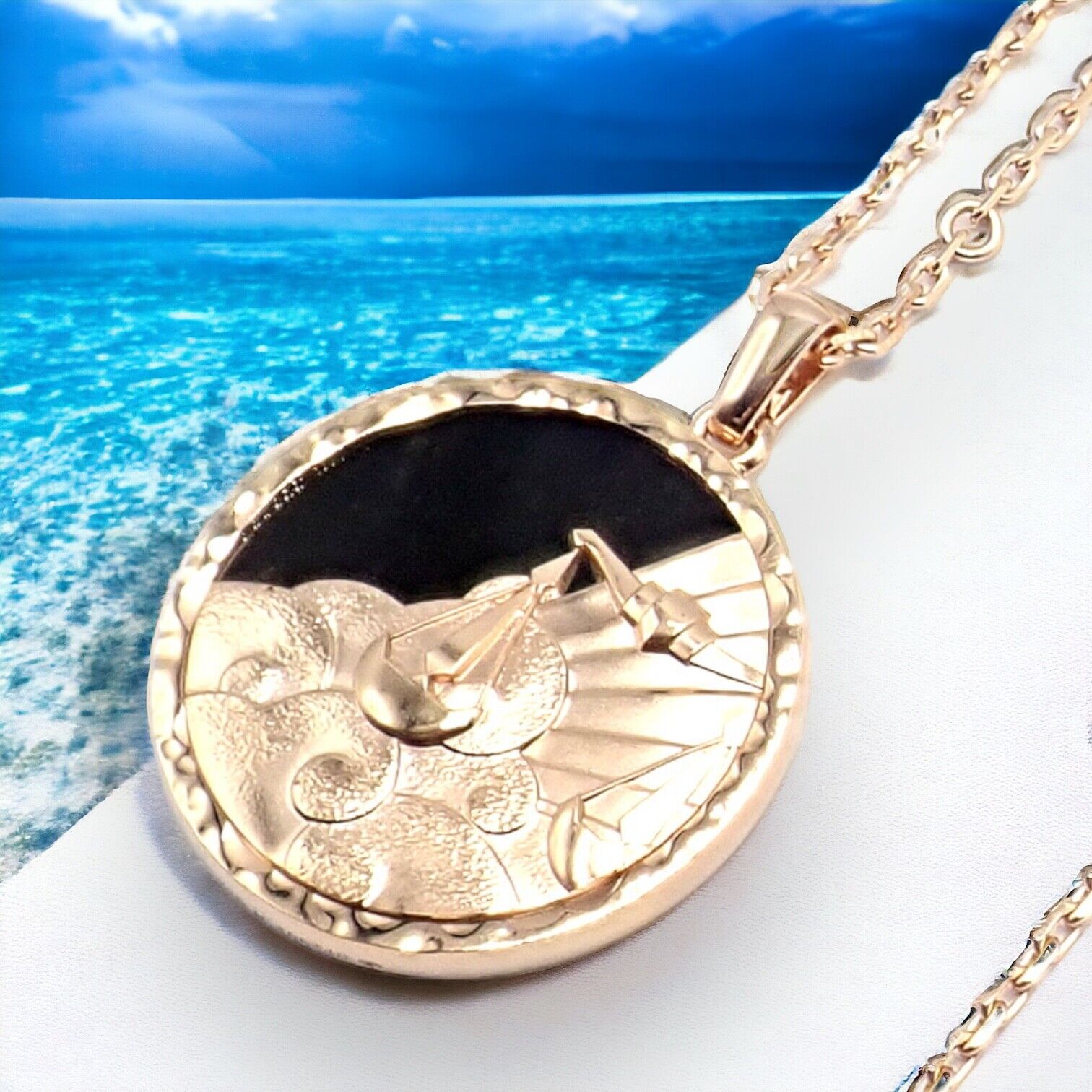 Van Cleef & Arpels 18K Rose Gold Libra Zodiac Pendant Necklace with Black Obsidian - Certified Luxury Jewelry for Women, Perfect Gift for Birthday & Anniversary