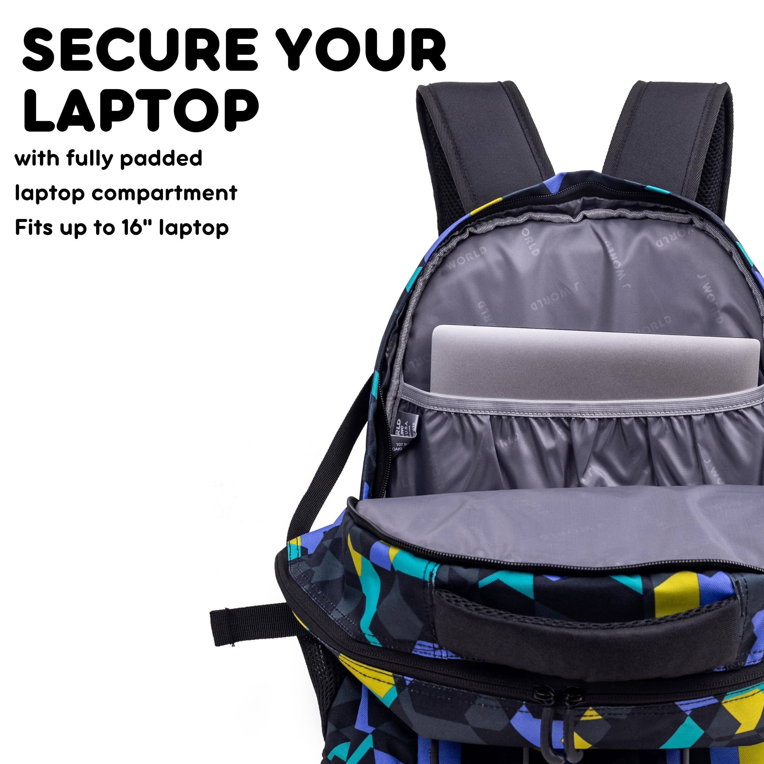 J World New York Atom Multi-Compartment Laptop Backpack with Storage Cubes, 18.5