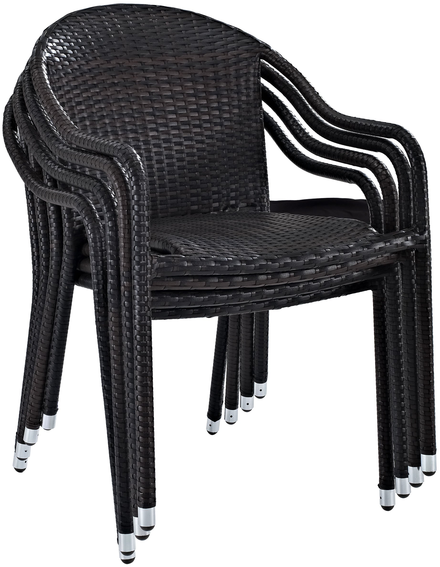 Crosley Furniture Palm Harbor 4-Piece Stackable Outdoor Wicker Patio Chair Set - Brown - Perfect for Dining, Porch, Garden, Poolside & Backyard Relaxation