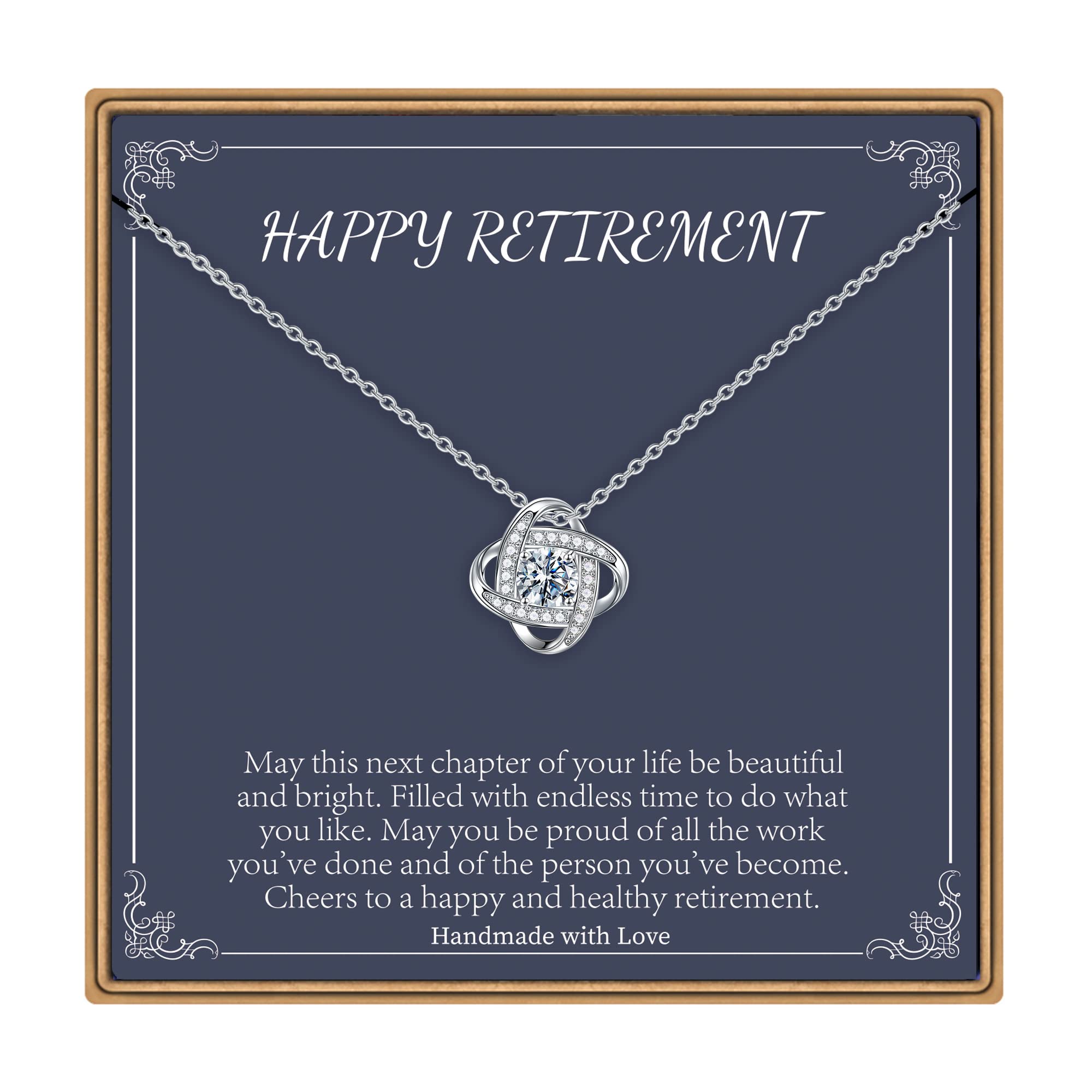 14K White Gold Plated Cubic Zirconia Love Knot Necklace - Elegant Retirement Gift for Women, Nurses, Teachers & Coworkers | Perfect Farewell Present for 2025 | Ideal for Professional Milestones & Special Occasions