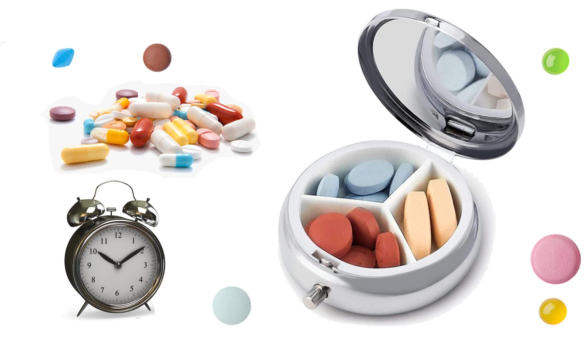 Stylish Navy Pineapple Round Pill Box - Portable Tablet Holder & Purse Organizer - Perfect for Travel, Home, and Office Use