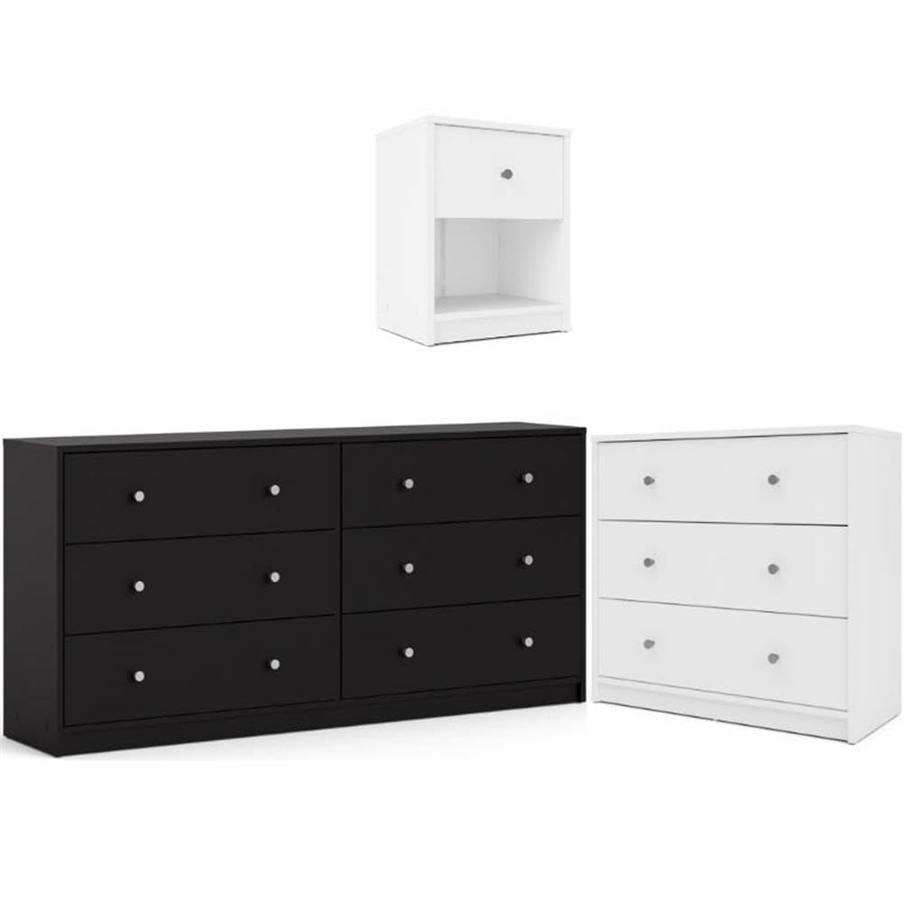 Home Square 3-Piece Bedroom Furniture Set with Dresser, Nightstand & 3-Drawer Chest - Perfect for Master Bedroom, Guest Room or Apartment Decor