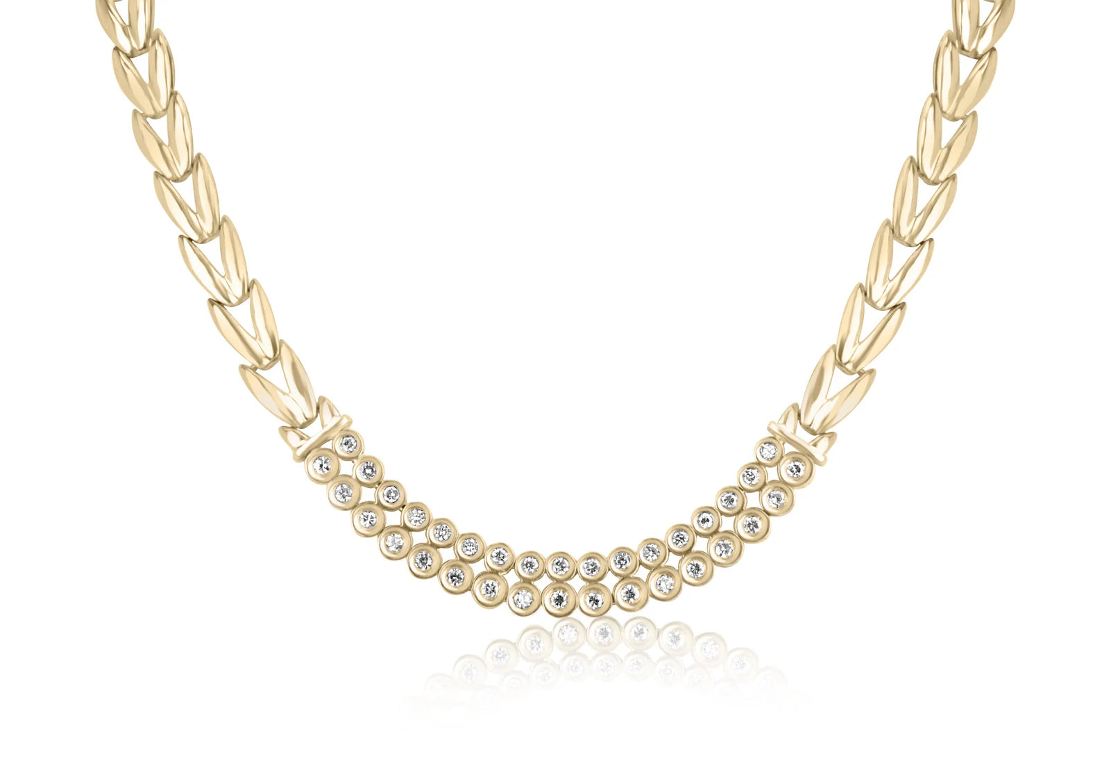 0.94tcw Natural Diamond Bezel Set 14K Gold Statement Necklace for Women - Elegant Gift for Anniversary, Wedding & Special Occasions