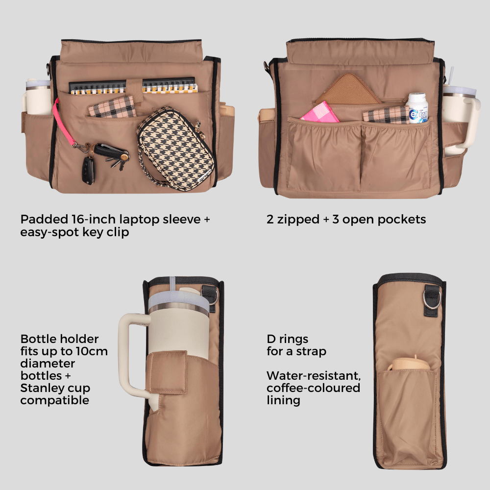 Large Bon Vivant Structured Tote Bag in Tan - Stylish & Spacious Handbag for Work, Travel & Everyday Use