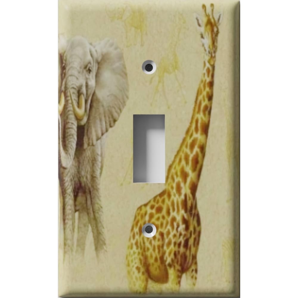 Giraffe Elephant Light Switch Cover - Toggle Wall Plate for Kids Room Decor