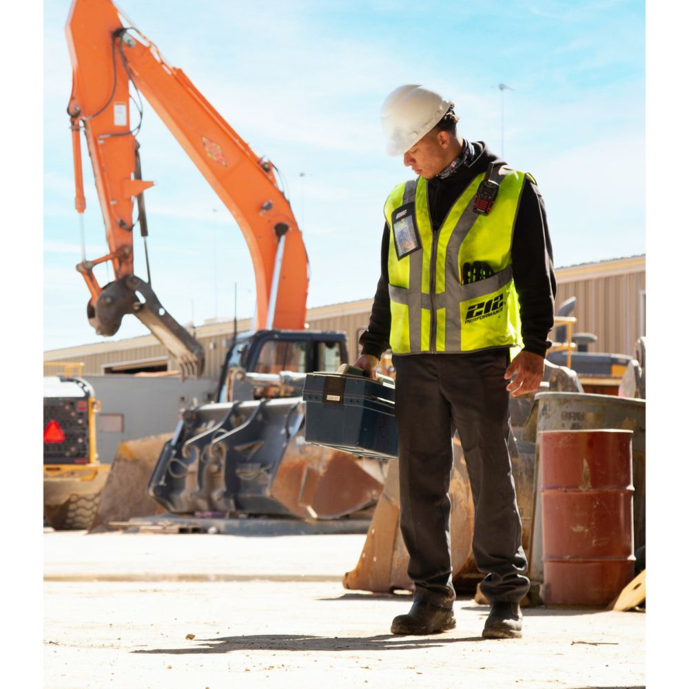 212 Performance VSTPERF 8814 High Visibility Safety Vest - 4XL Yellow with Reflective Gray Strips & Badge Pocket for Construction, Road Work & Emergency Responders | ANSI Compliant Workwear