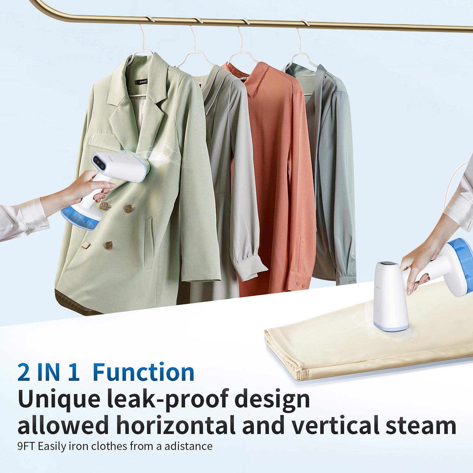 YASHE 1500W Portable Handheld Clothes Steamer - 20s Fast Heat-up, 250ml Large Water Tank, 2-in-1 Horizontal & Vertical Steaming, Auto Shut-off, Compact & Self-Cleaning - Perfect for Home, Office, Travel & Quick Outfit Refresh