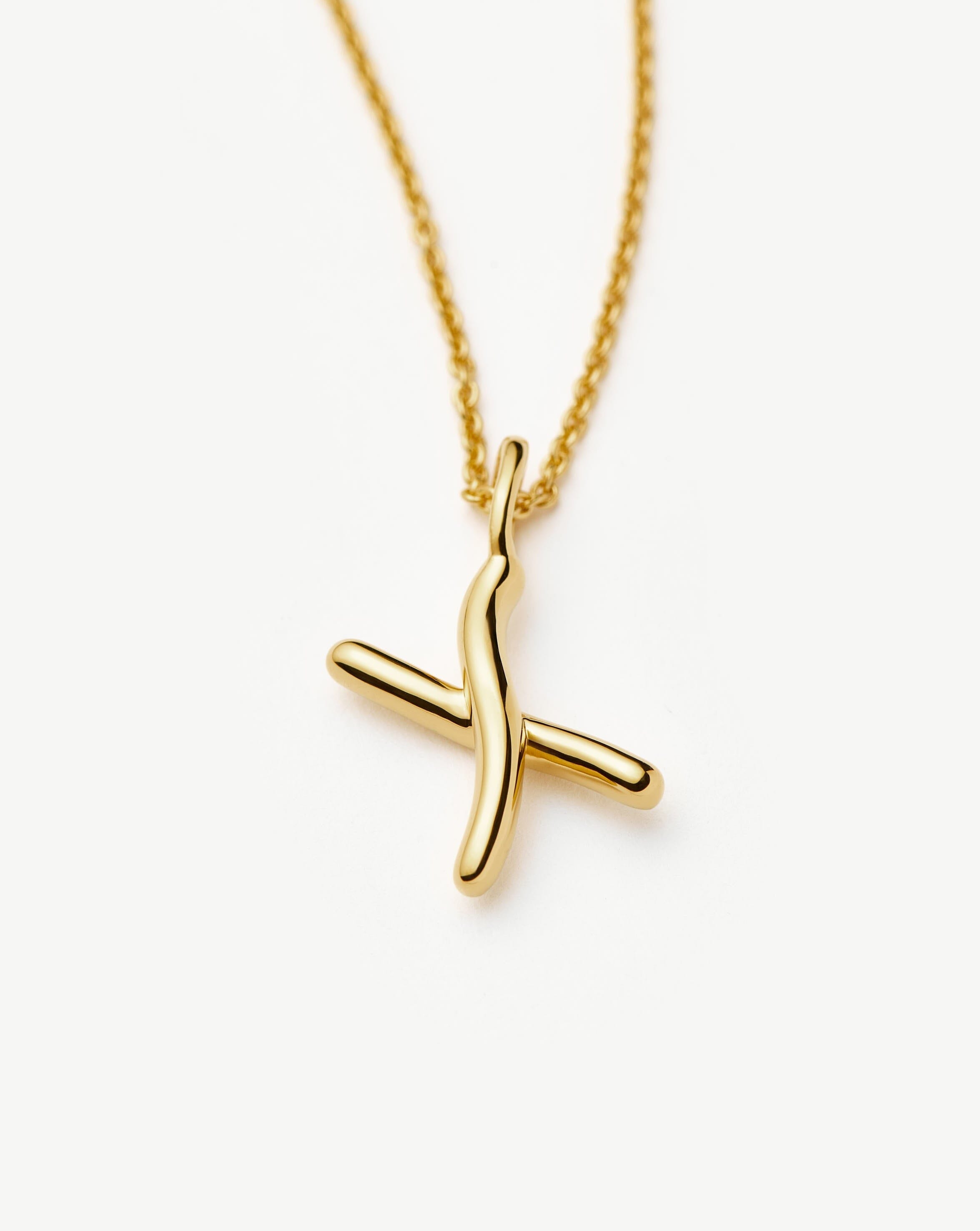 Curly Molten Mini Initial Necklace - 18k Gold Vermeil Personalized Jewelry for Women | Elegant Gift for Birthday, Anniversary & Everyday Wear