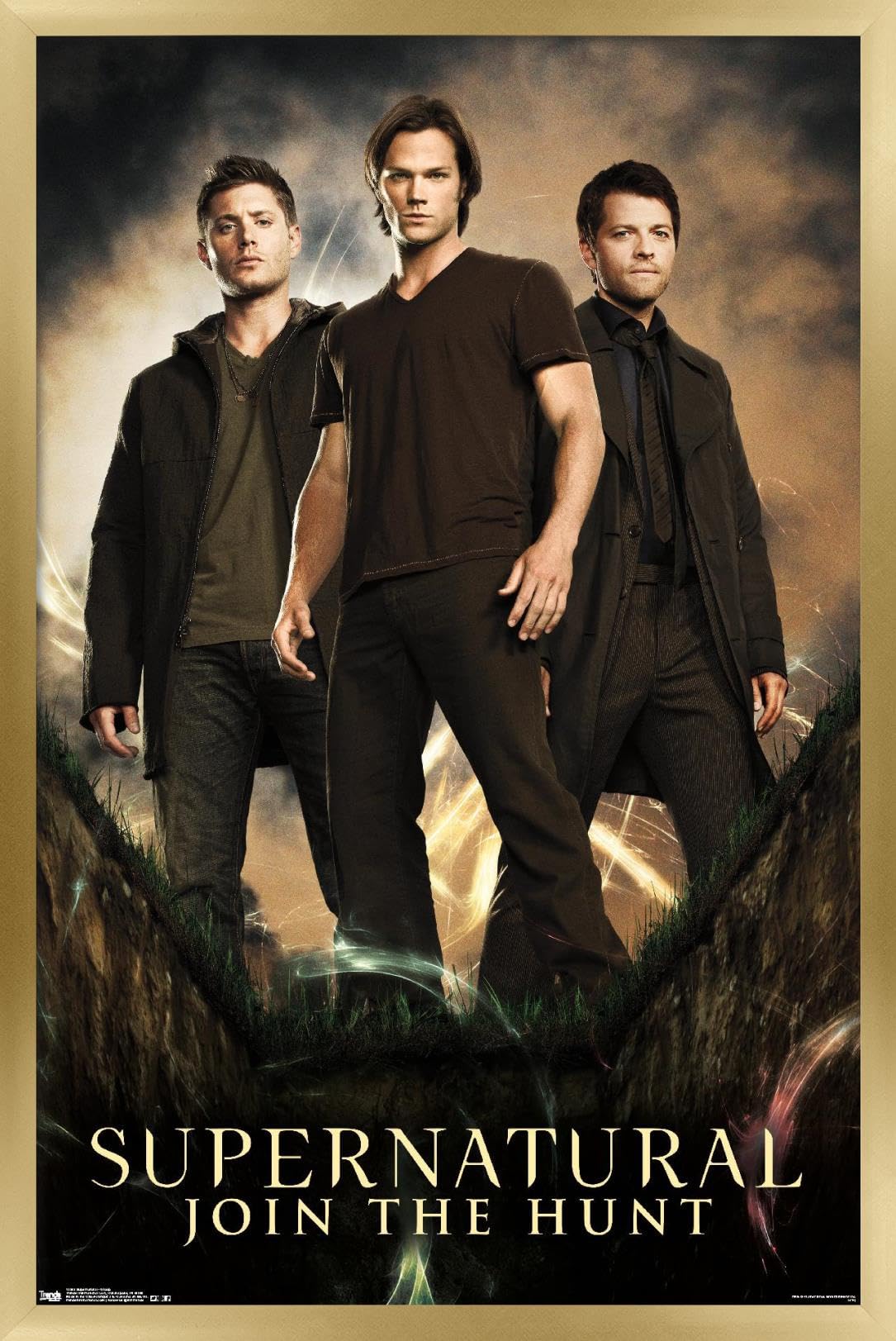 Supernatural TV Show Gold Framed Wall Poster 14.725x22.375 Inches - Premium Group Decor for Living Room, Bedroom & Office