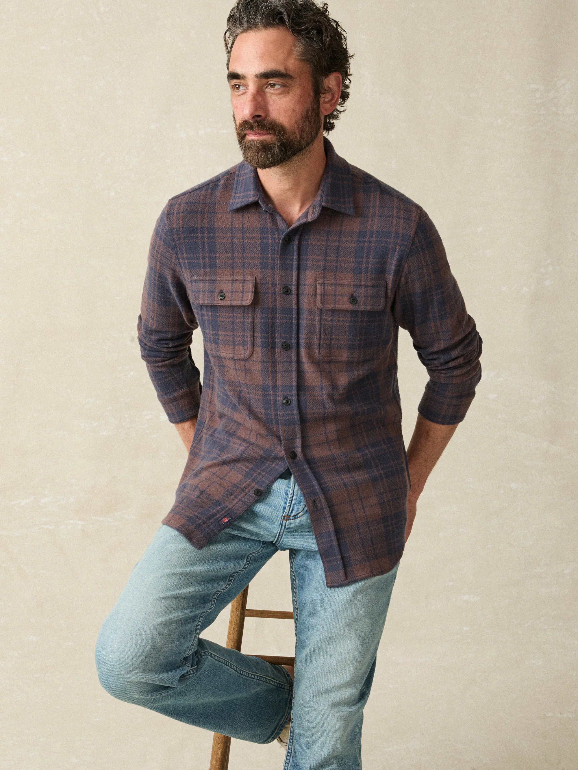 FAHERTY Men's Long Sleeve Double Pocket Sport Shirt - Casual Button Down Shirt for Golf, Work & Outdoor Activities