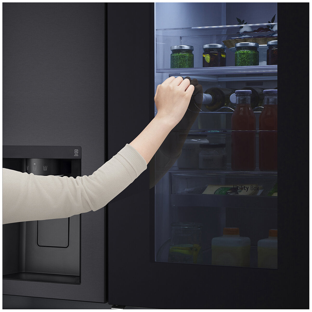 LG 635L 3-Door Side by Side Refrigerator with InstaView™, Ice & Water Dispenser - Matte Black (GS-V600MBLC) - Perfect for Modern Kitchens & Large Families
